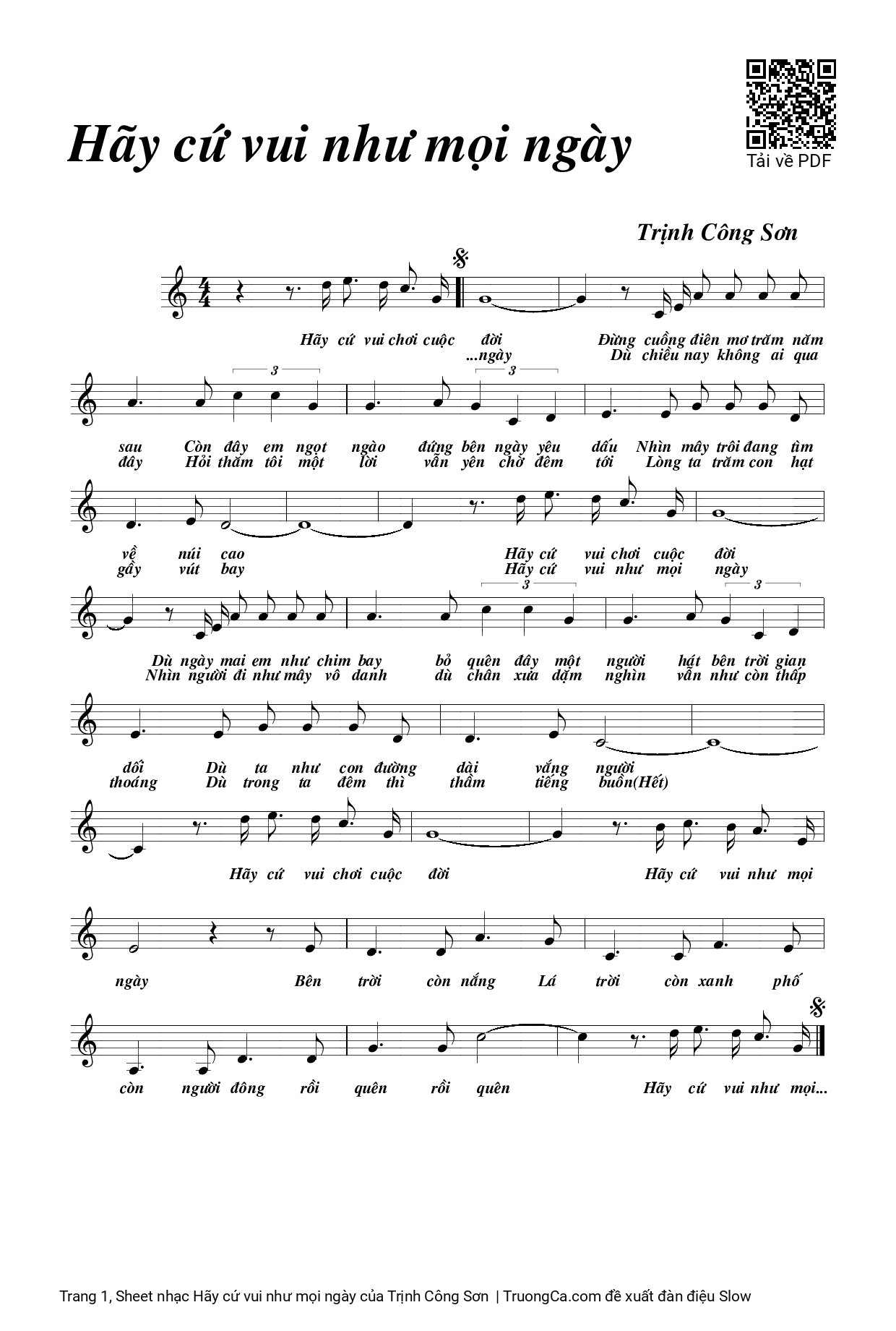 Sheet PDF of Hãy cứ vui như mọi ngày