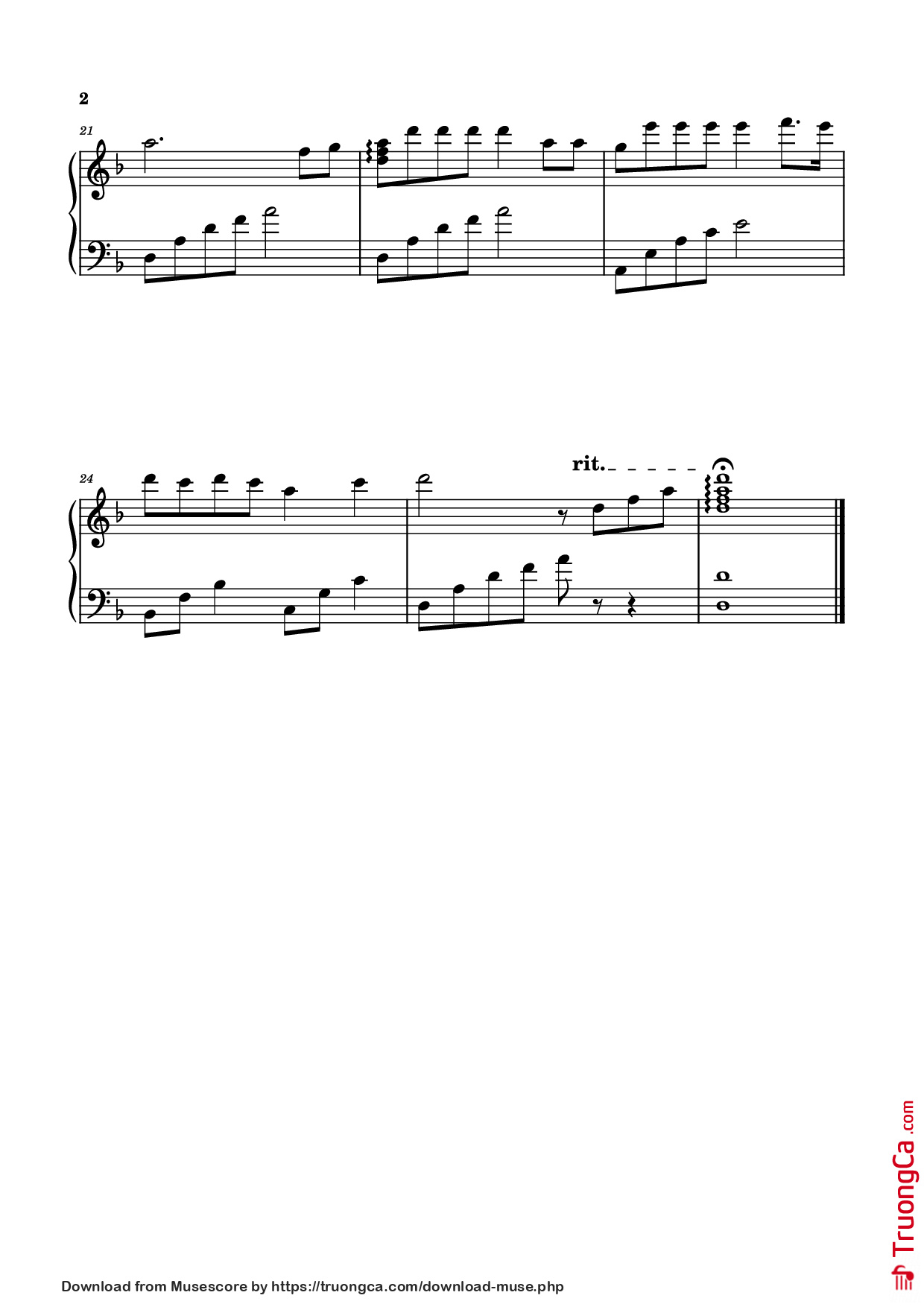 Page 2 of Sheet music PDF Piano Tái sinh Piano dễ - Tăng Duy Tân