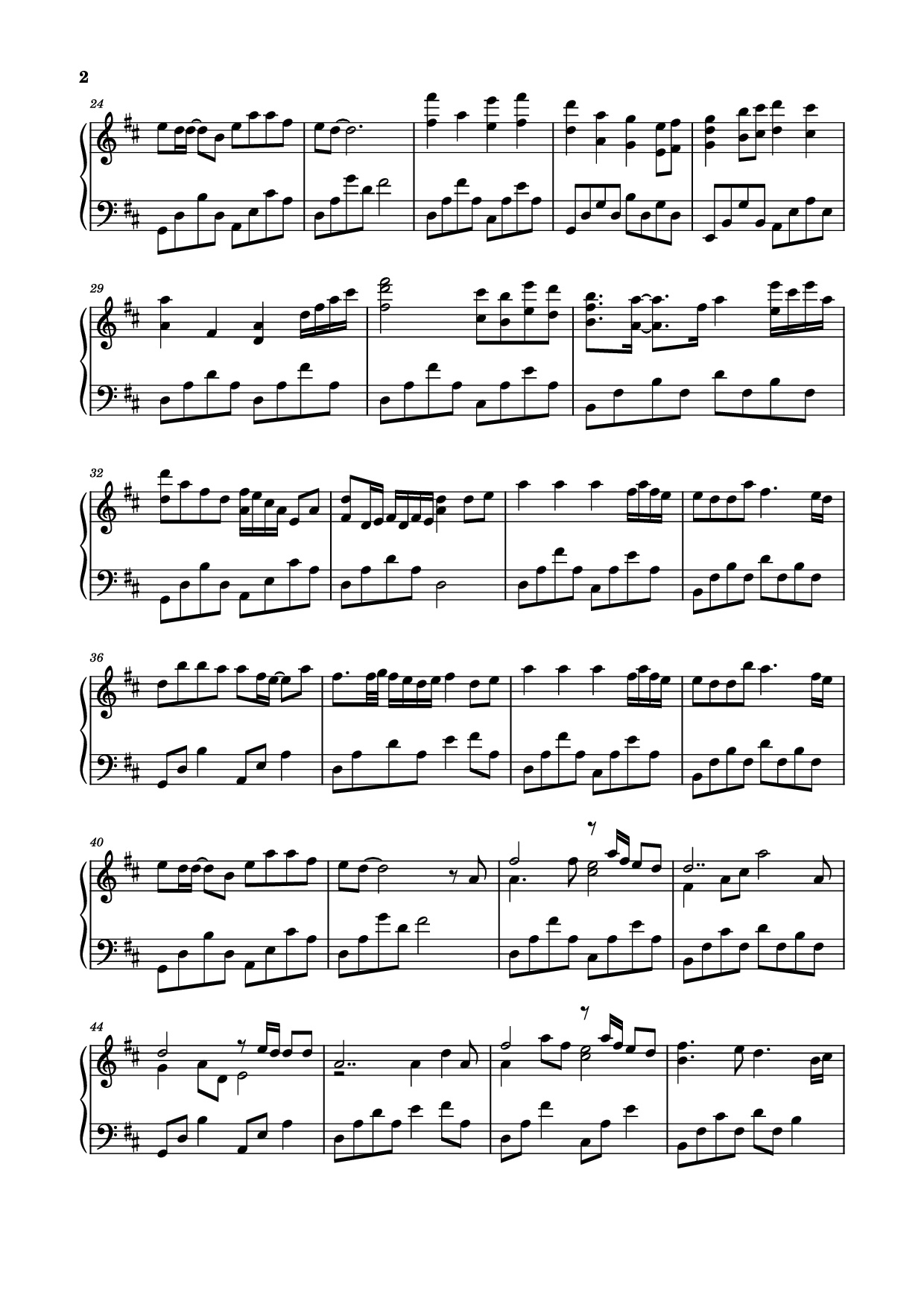 Page 2 of Sheet music PDF Piano 月光照人间 Piano - 演唱/作曲：前男友/李怡然