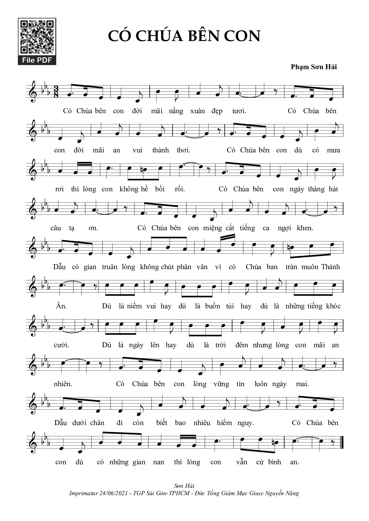 Page 1 of Sheet music PDF Có Chúa Bên Con - Sơn Hải