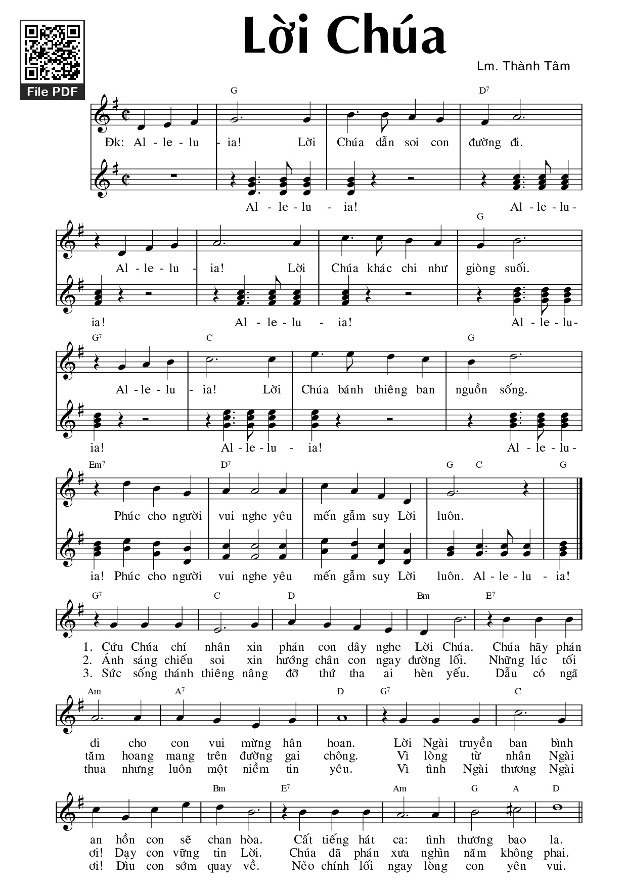 Page 1 of Sheet music PDF Lời Chúa - Thành Tâm