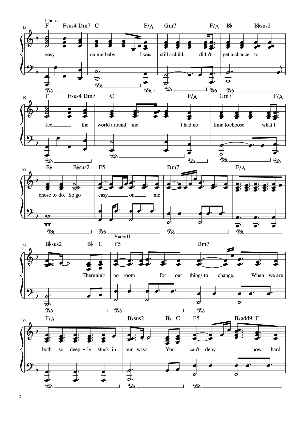 Page 2 of Sheet music PDF Piano Easy on me Piano - Undefined