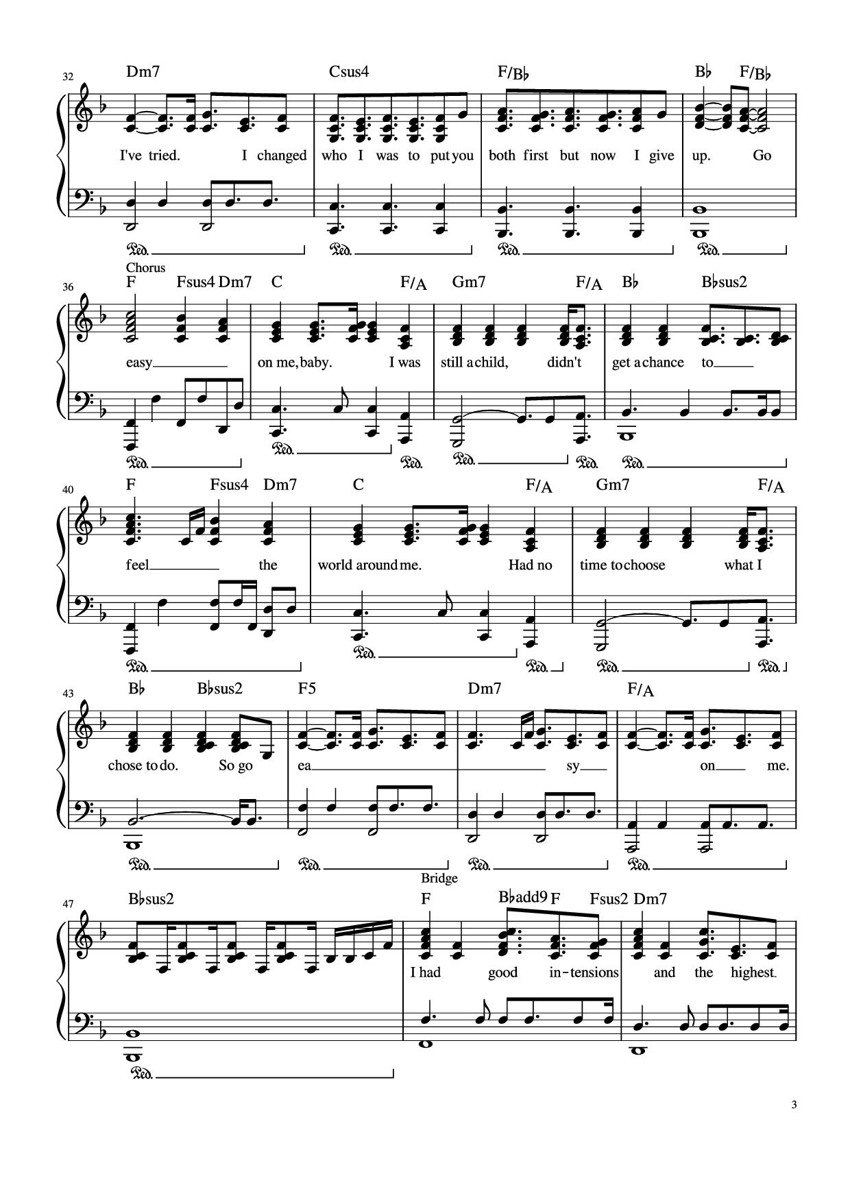 Page 3 of Sheet music PDF Piano Easy on me Piano - Undefined
