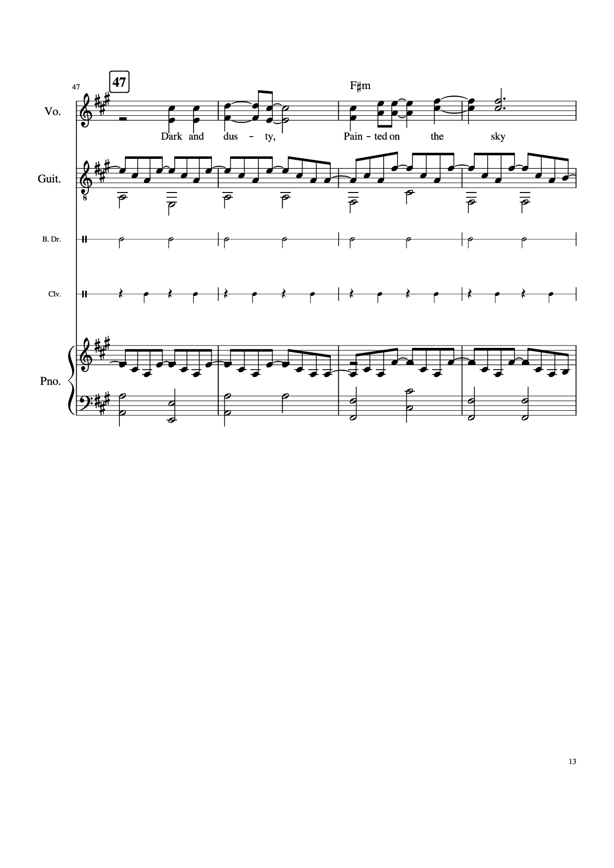 Page 13 of Sheet music PDF Piano Guitar Tab Take Me Home, Country Roads Piano - John Denver, Bill Danoff, et al