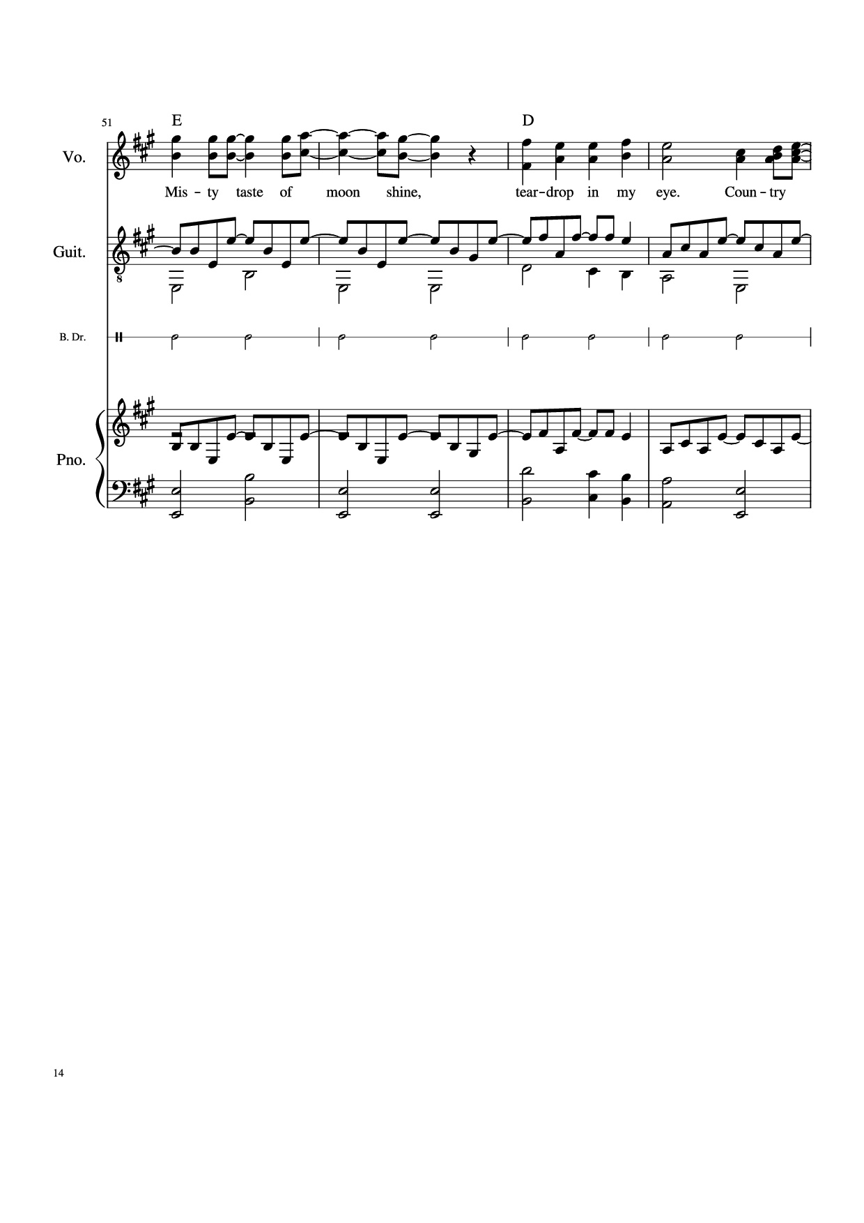 Page 14 of Sheet music PDF Piano Guitar Tab Take Me Home, Country Roads Piano - John Denver, Bill Danoff, et al