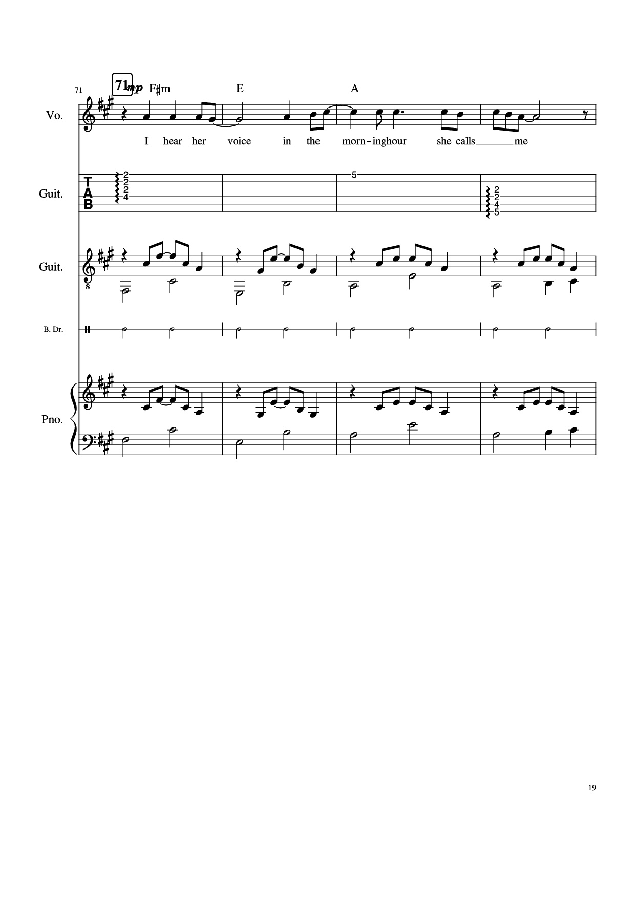 Page 19 of Sheet music PDF Piano Guitar Tab Take Me Home, Country Roads Piano - John Denver, Bill Danoff, et al