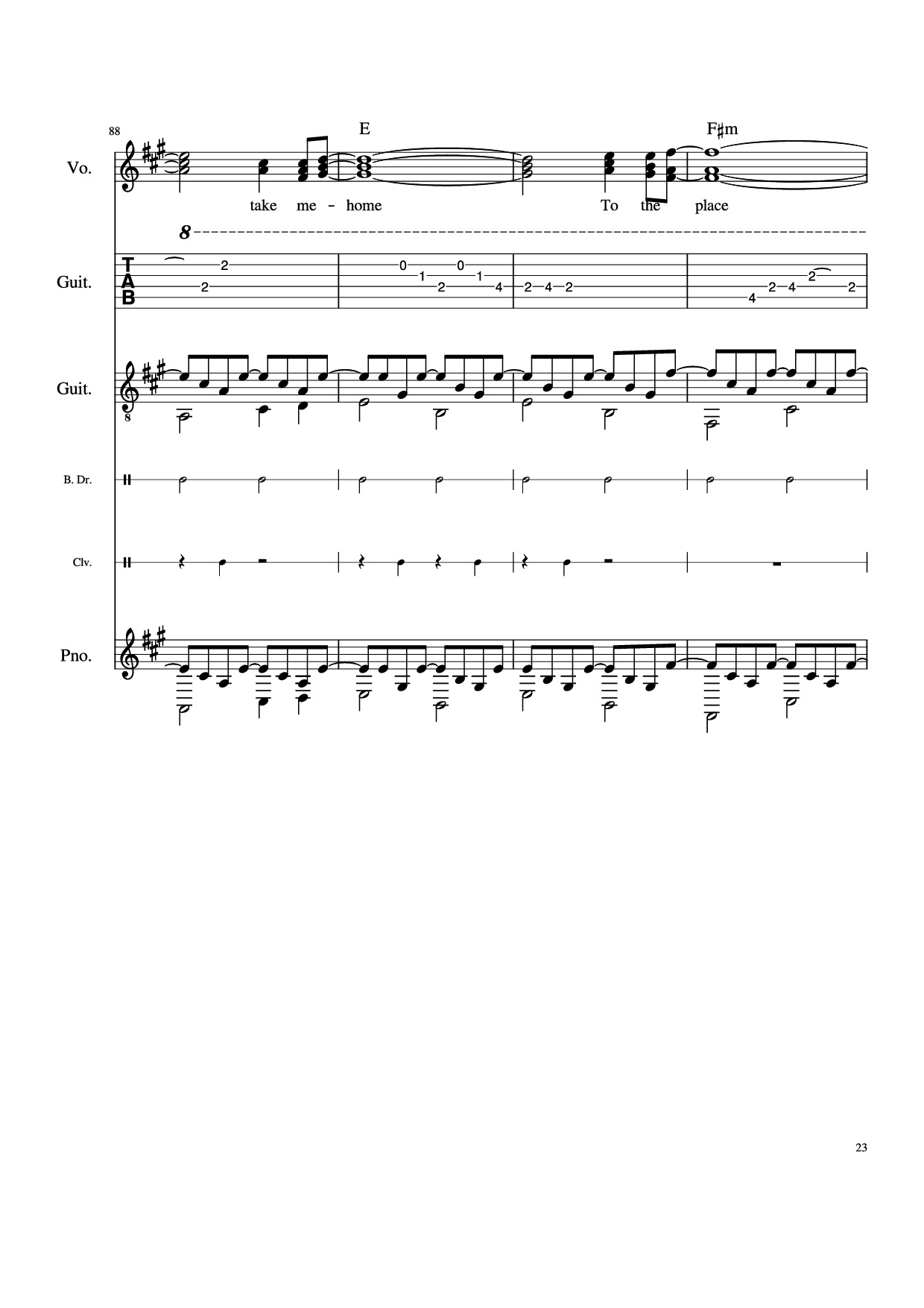 Page 23 of Sheet music PDF Piano Guitar Tab Take Me Home, Country Roads Piano - John Denver, Bill Danoff, et al