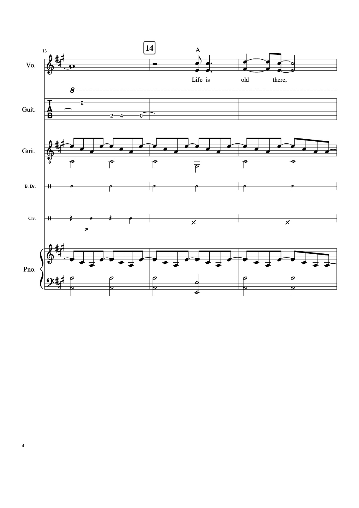 Page 4 of Sheet music PDF Piano Guitar Tab Take Me Home, Country Roads Piano - John Denver, Bill Danoff, et al
