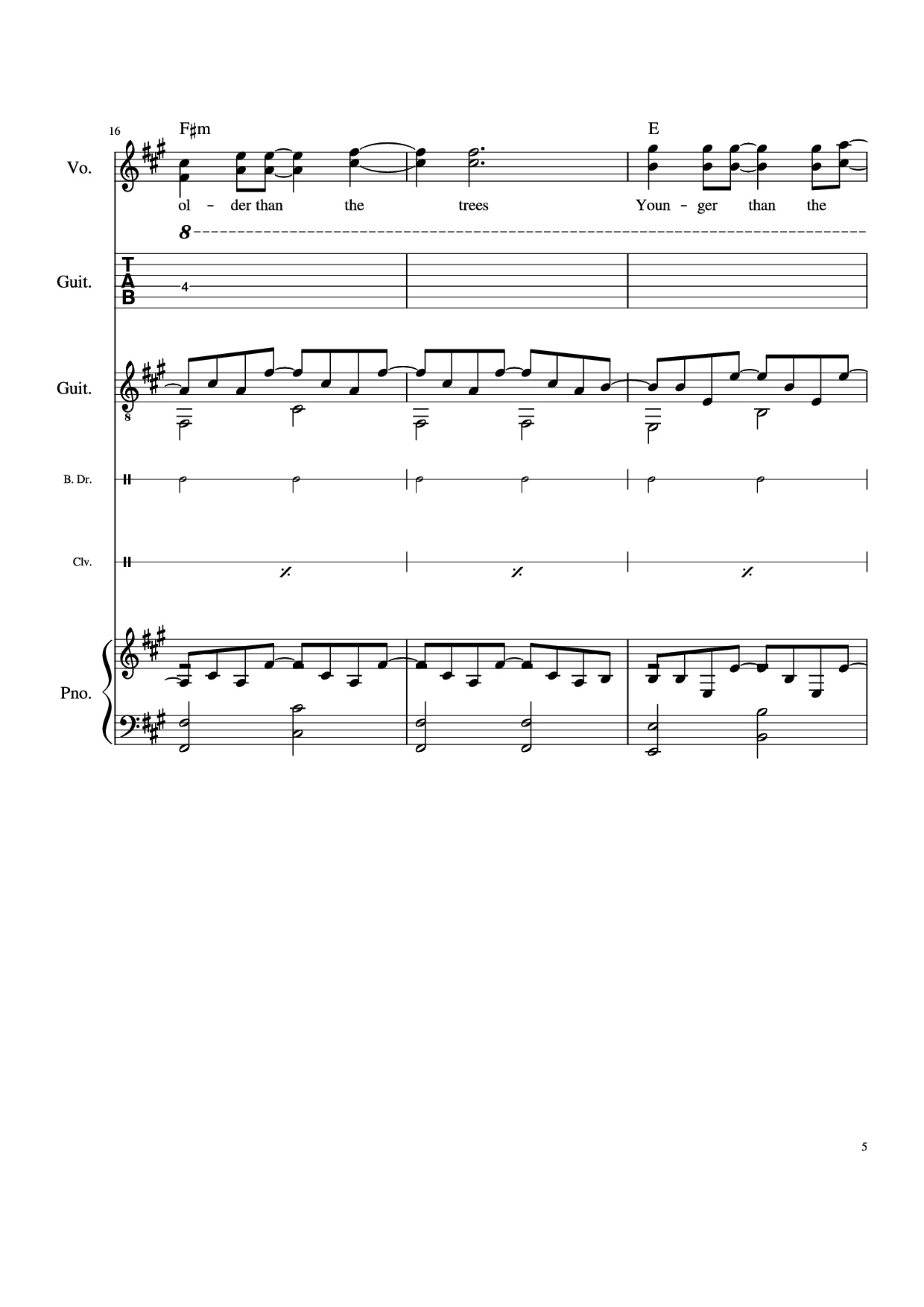 Page 5 of Sheet music PDF Piano Guitar Tab Take Me Home, Country Roads Piano - John Denver, Bill Danoff, et al