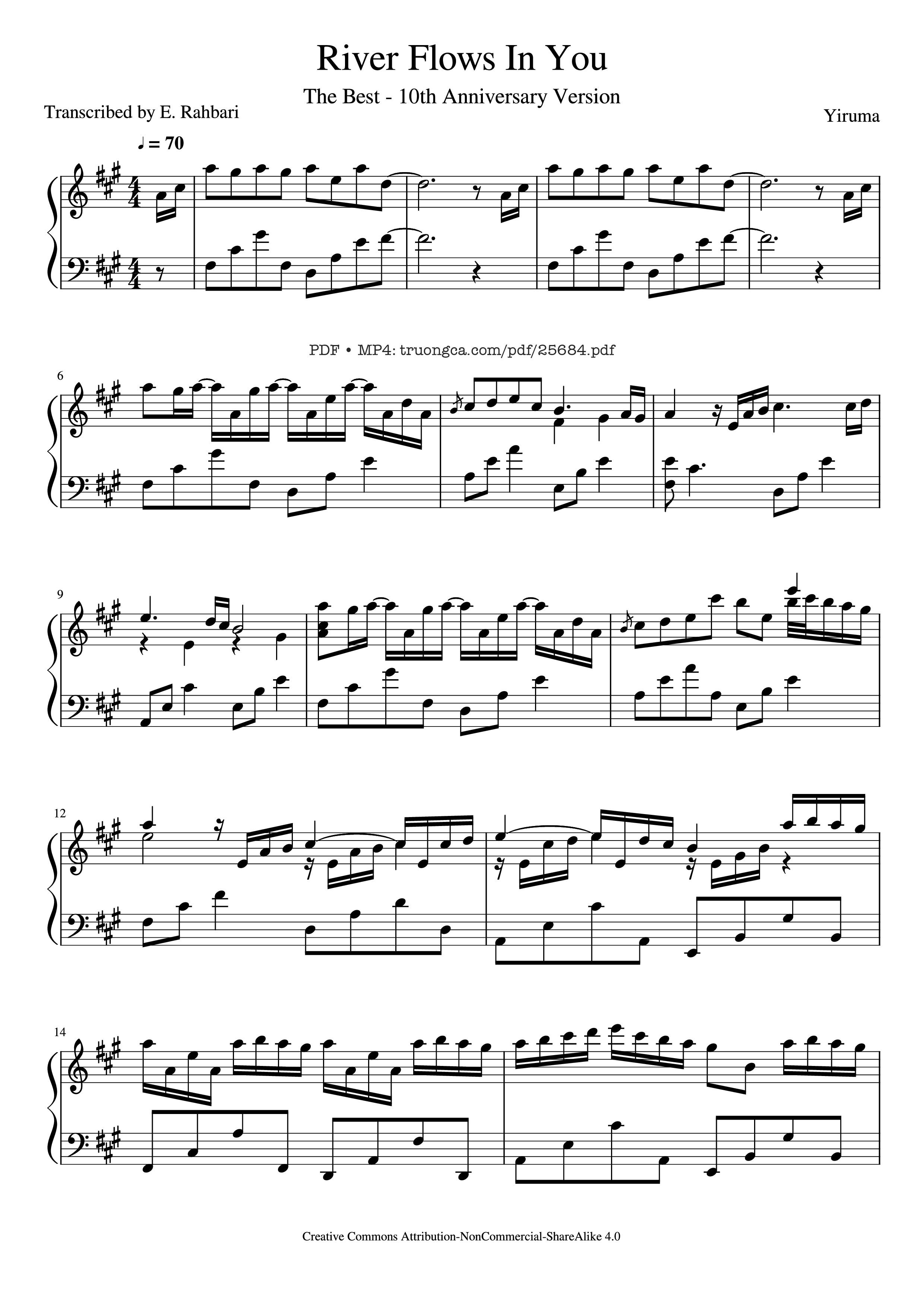 Sheet PDF of River Flows In You Piano