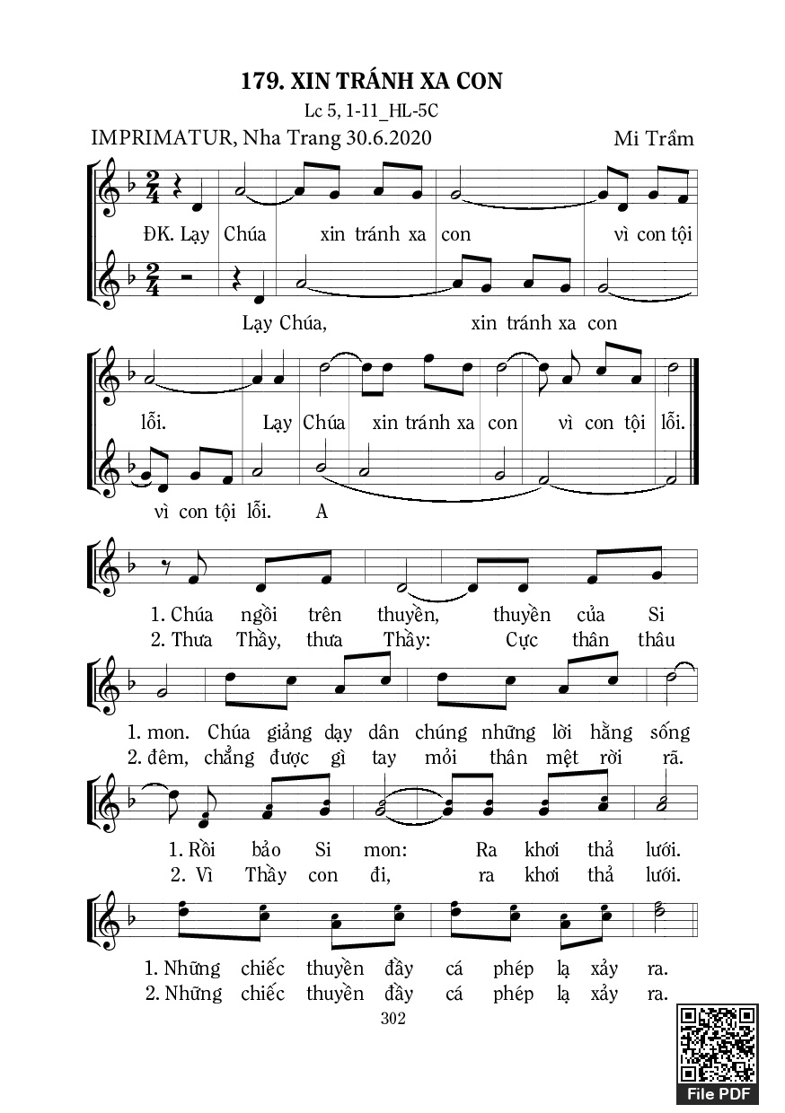 Sheet PDF of Xin Tránh Xa Con