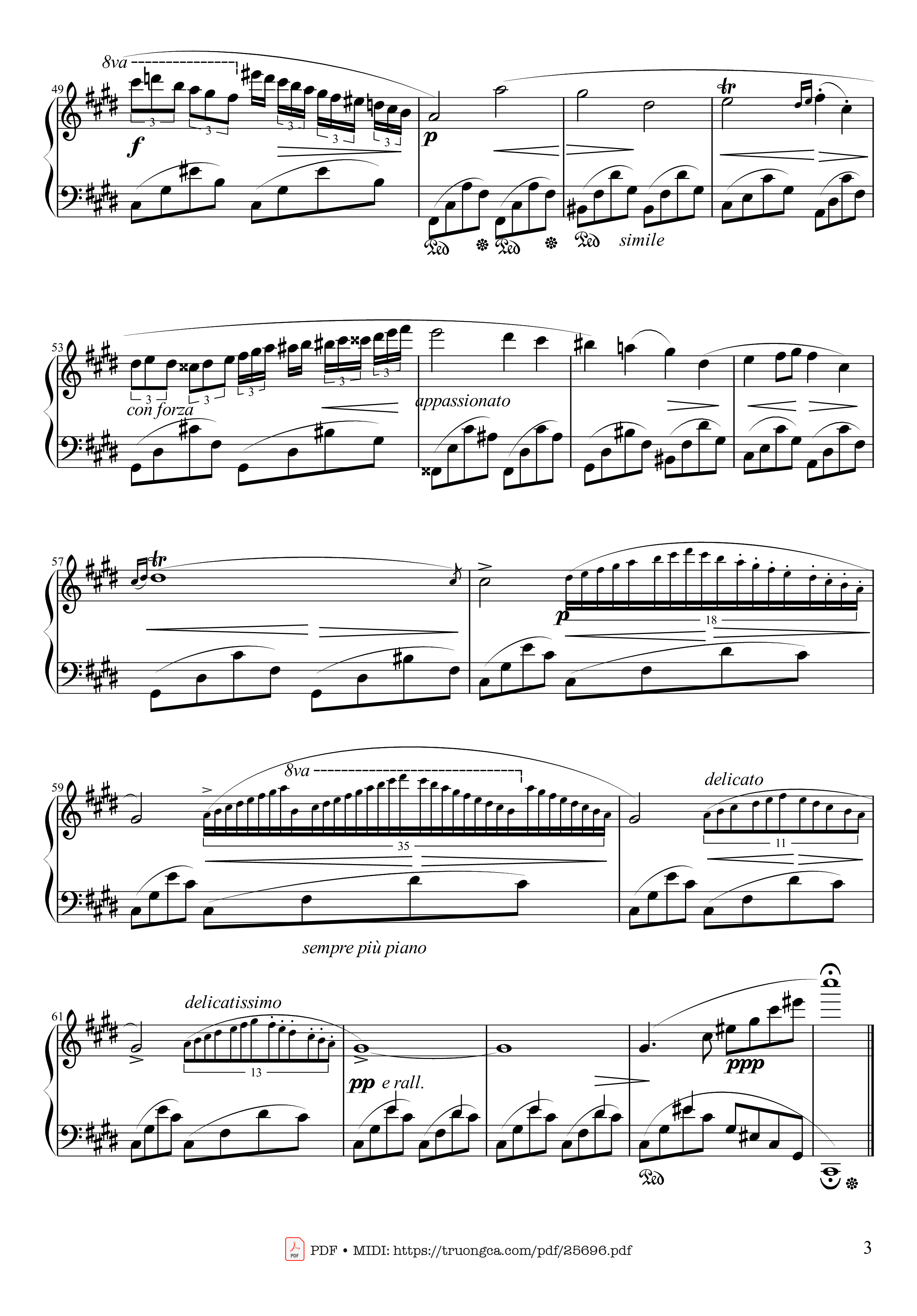 Page 3 of Sheet music PDF Piano Nocturne No. 20 in C-sharp Minor, Op. posth - Frédéric François Chopin