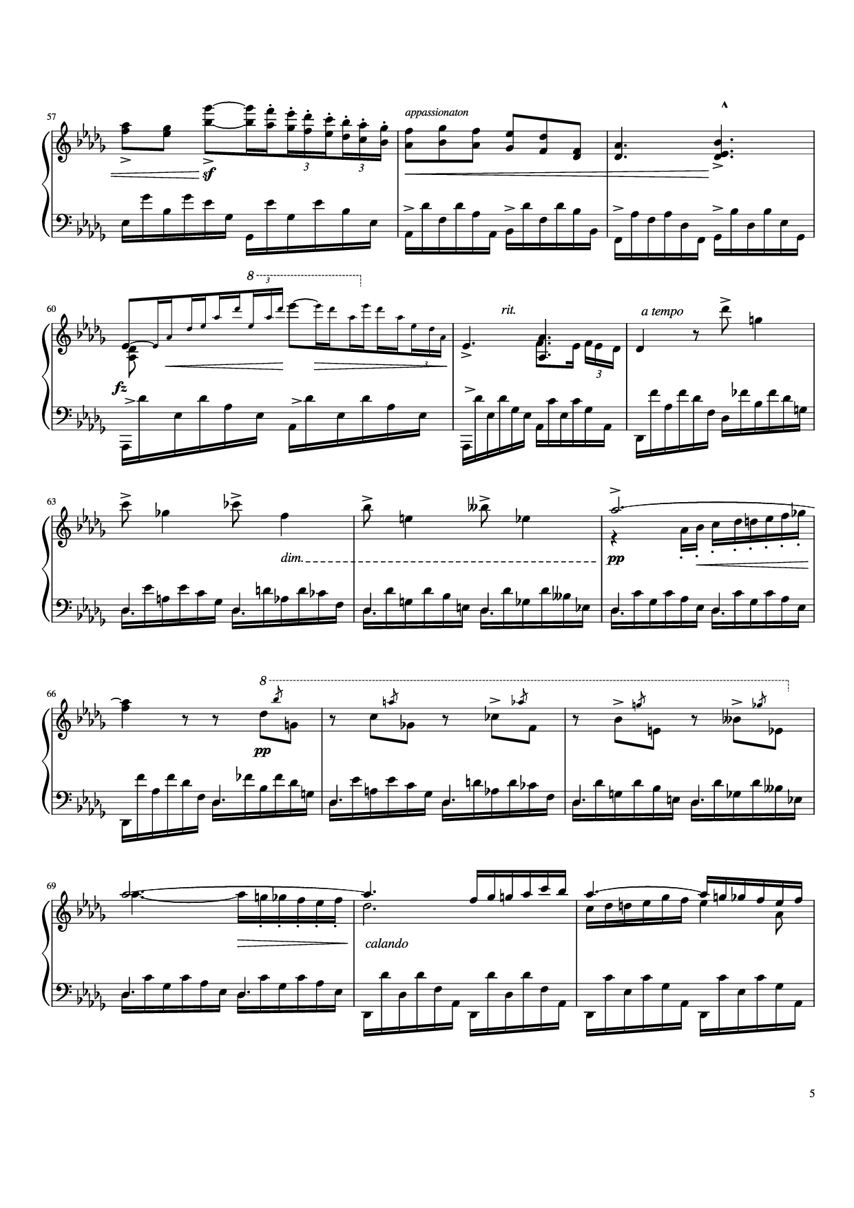 Page 5 of Sheet music PDF Piano Nocturne in D-Flat Major Piano - Frédéric Chopin