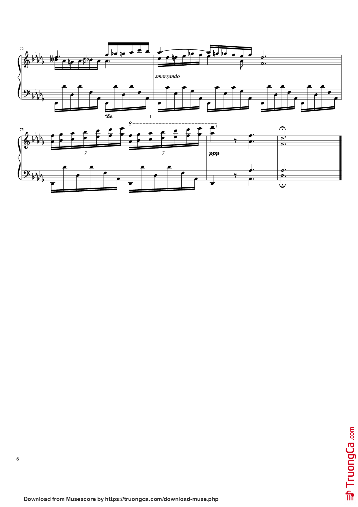 Page 6 of Sheet music PDF Piano Nocturne in D-Flat Major Piano - Frédéric Chopin