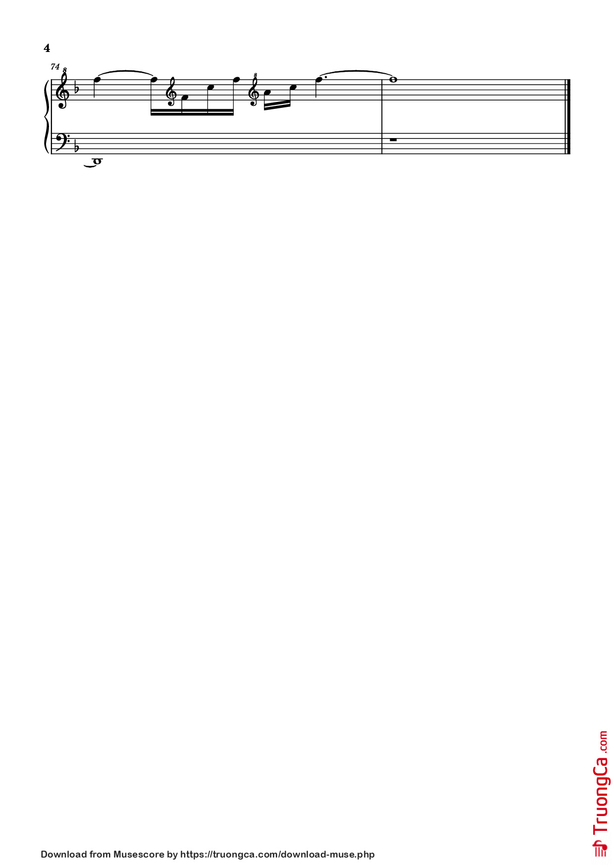 Page 4 of Sheet music PDF Piano 爱无所畏 Piano - 莫文蔚