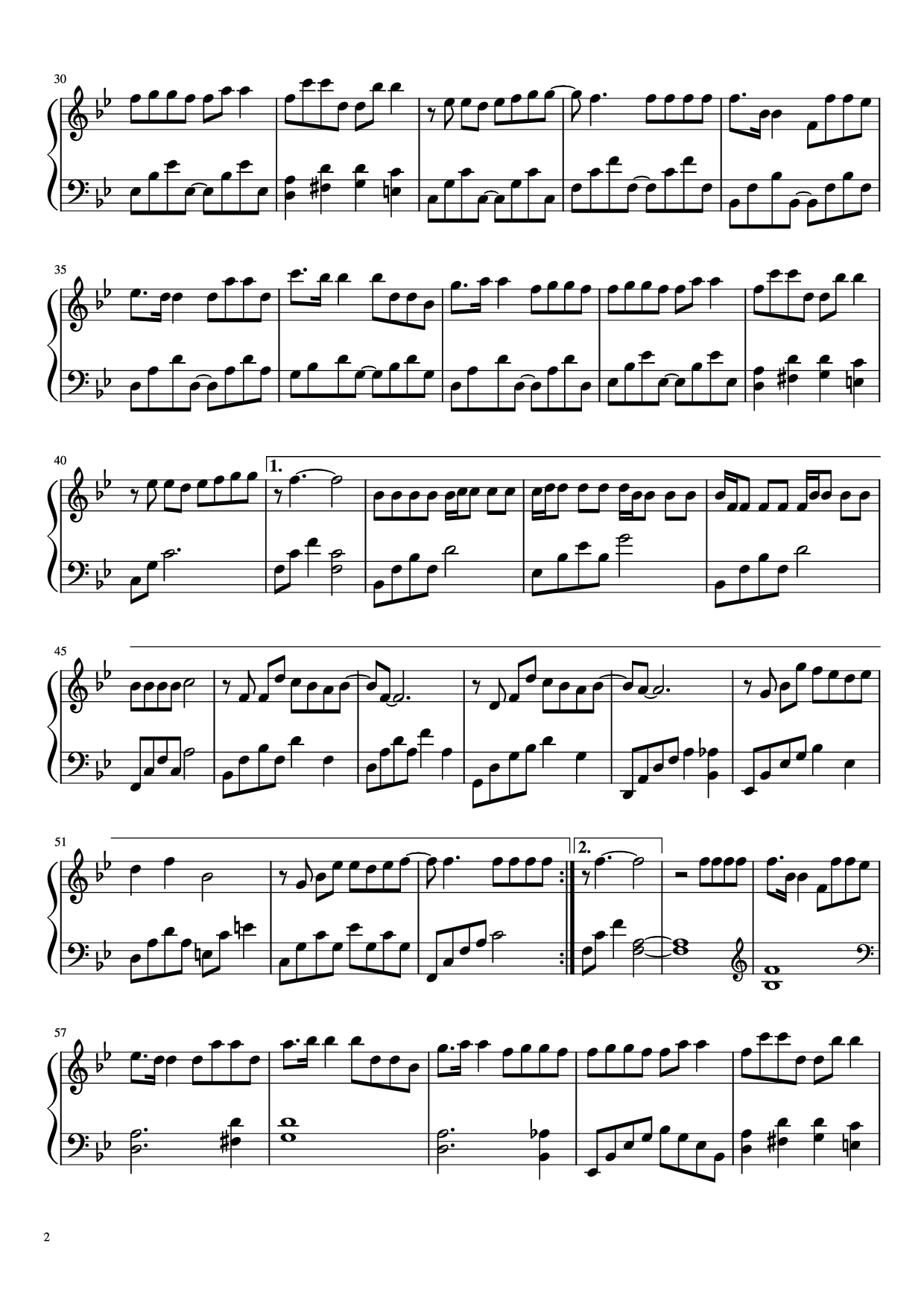 Page 2 of Sheet music PDF Piano 飞鸟和蝉 Piano - Geng geng