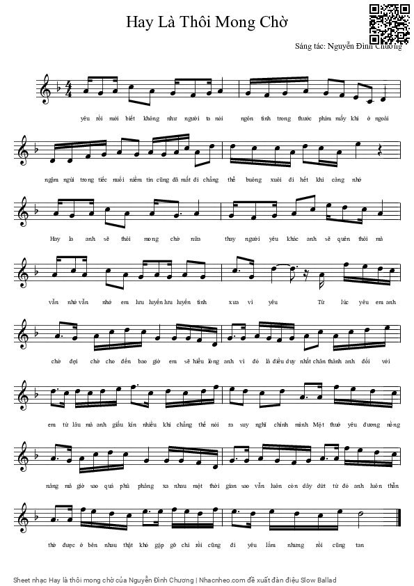 Sheet PDF of Hay là thôi mong chờ