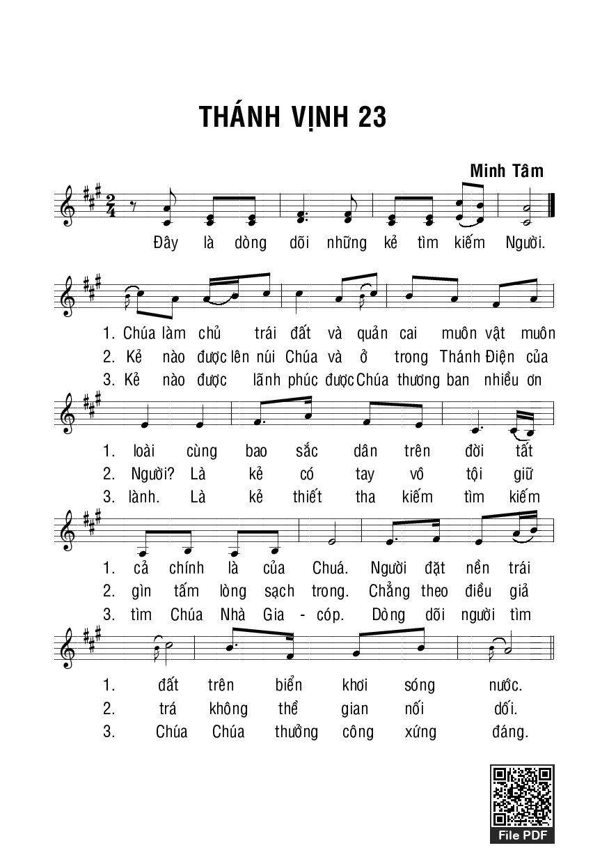Page 1 of Sheet music PDF Thánh Vịnh 23 - Minh Tâm
