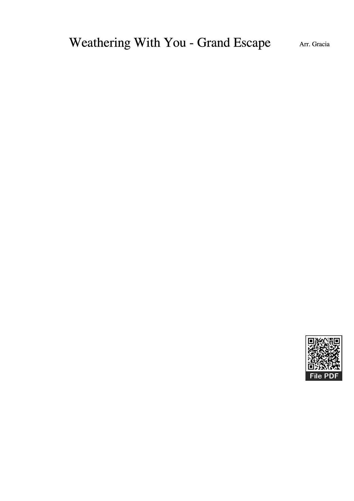 Page 1 of Sheet music PDF Piano Weathering With You - Grand Escape Piano - Arr. Gracia