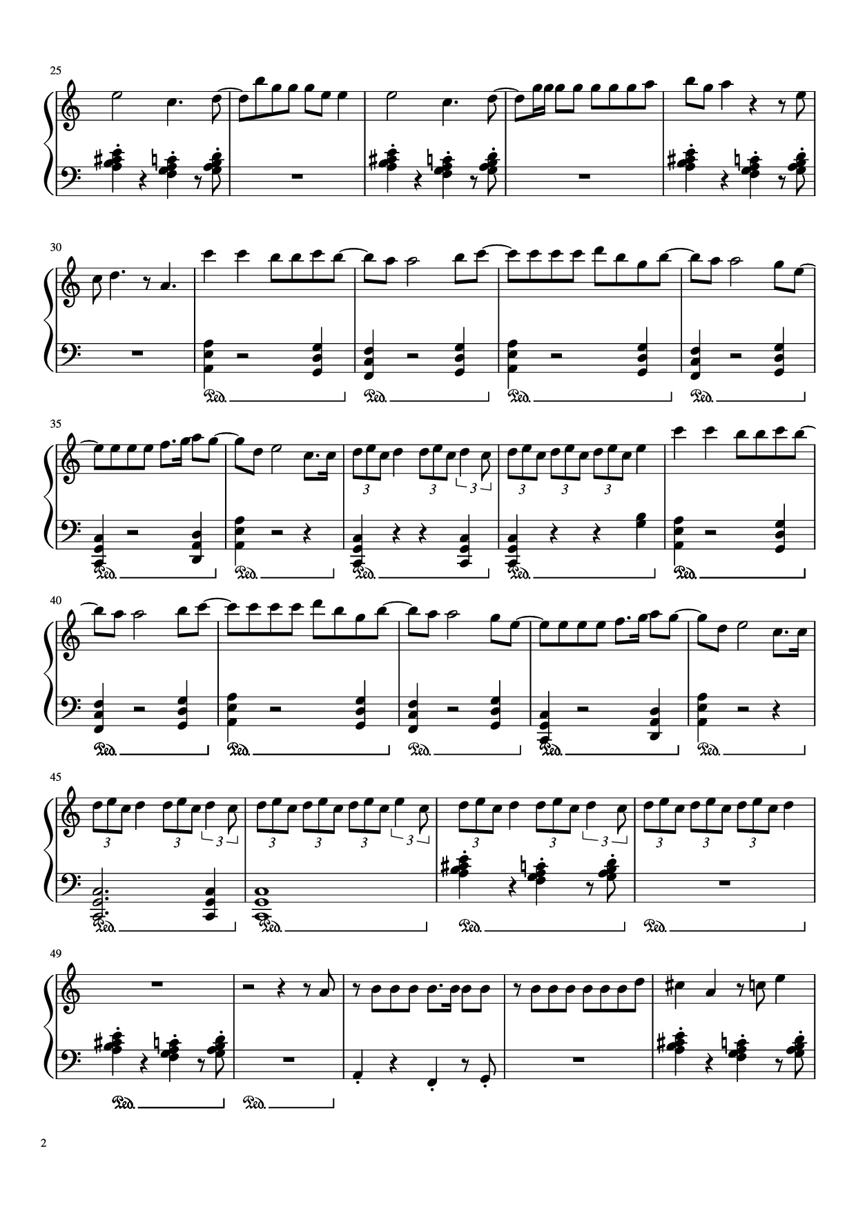 Page 2 of Sheet music PDF Piano No Tears Left to Cry Piano - Ariana Grande, Max Martin and Savan Kotecha