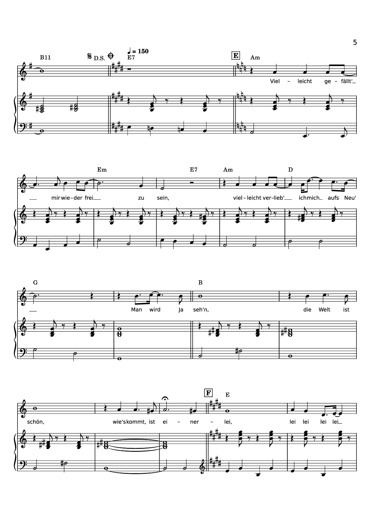 Page 5 of Sheet music PDF Piano ICH LIEBE DAS LEBEN Piano - Words & Music by LEO LEANDROS, KLAUS MUNRO