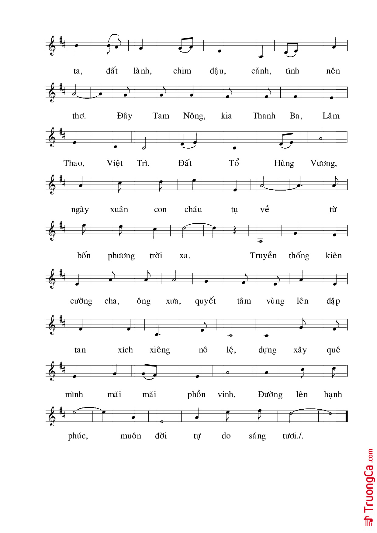 Page 2 of Sheet music PDF Khúc ca xuân quê mình, Phú Thọ - Nguyễn Văn Chính
