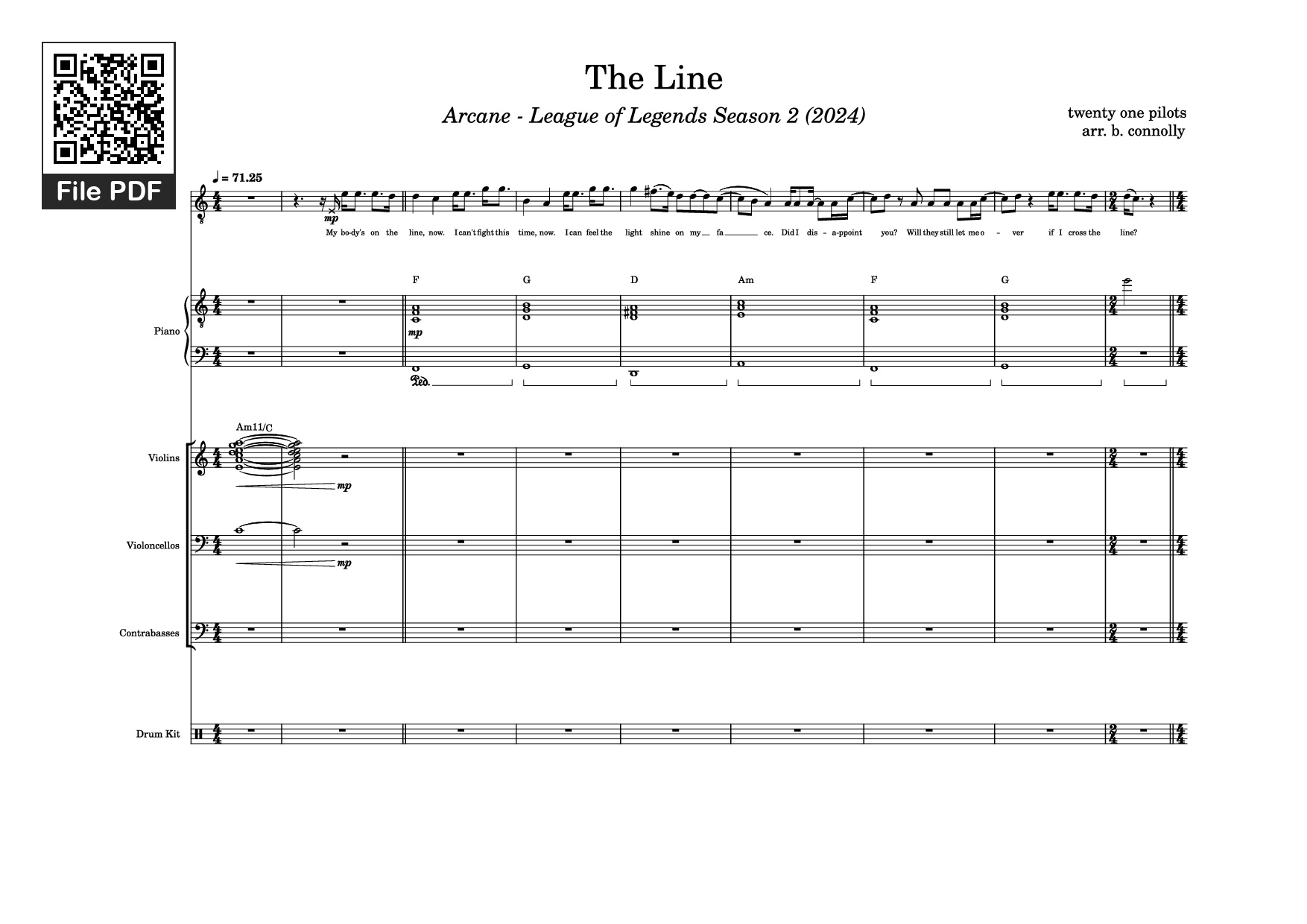 Page 1 of Sheet music PDF The Line Piano - Twenty one pilots