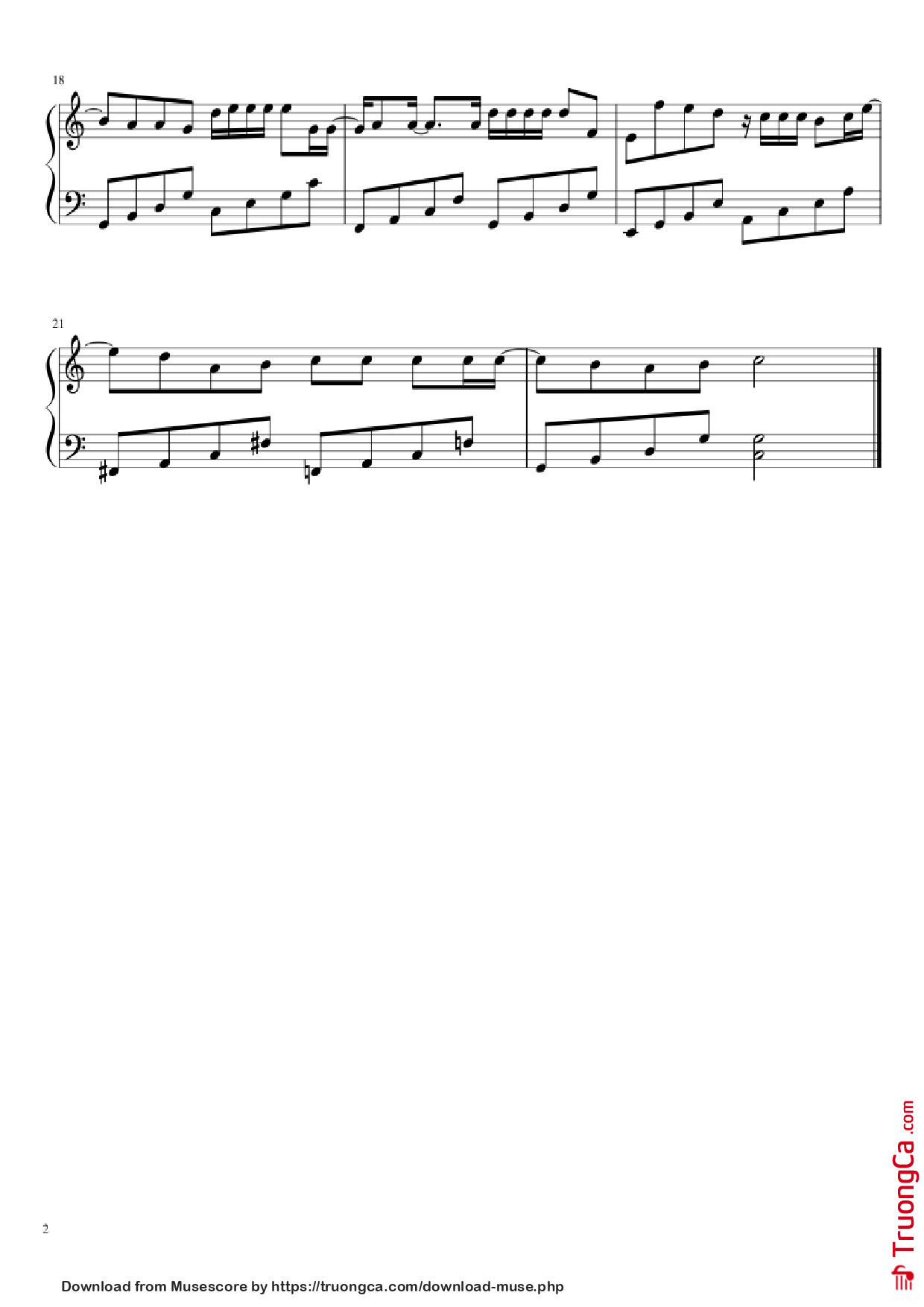 Page 2 of Sheet music PDF Piano Nothing gonna change my love for you Piano easy - George Benson