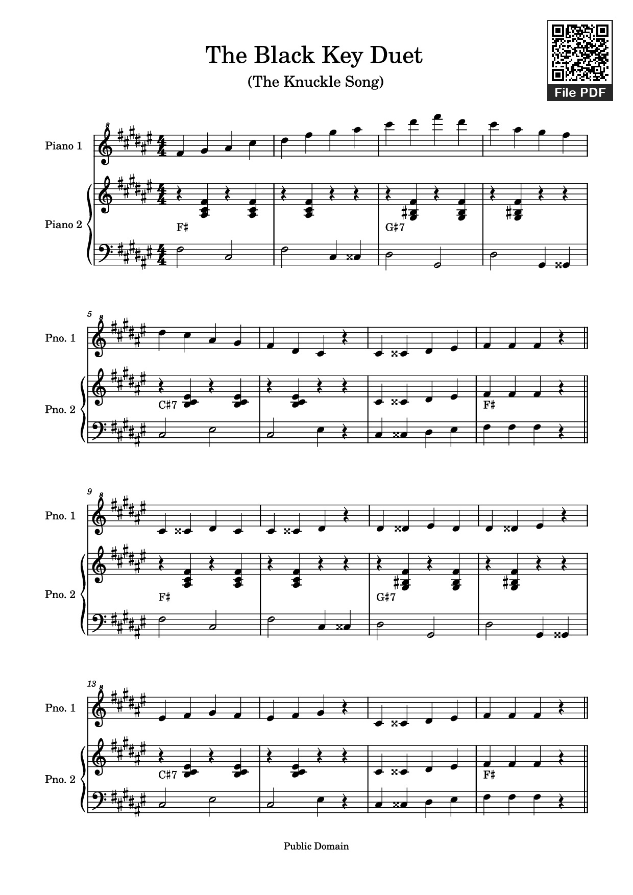 Page 1 of Sheet music PDF Piano The Knuckle Song Piano - Undefined