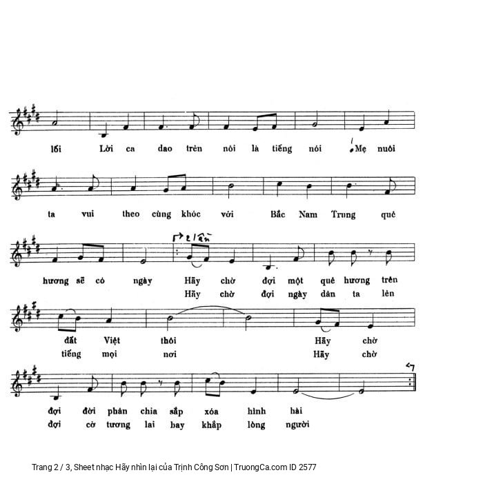 Page 2 of Sheet music PDF Hãy nhìn lại - Trịnh Công Sơn