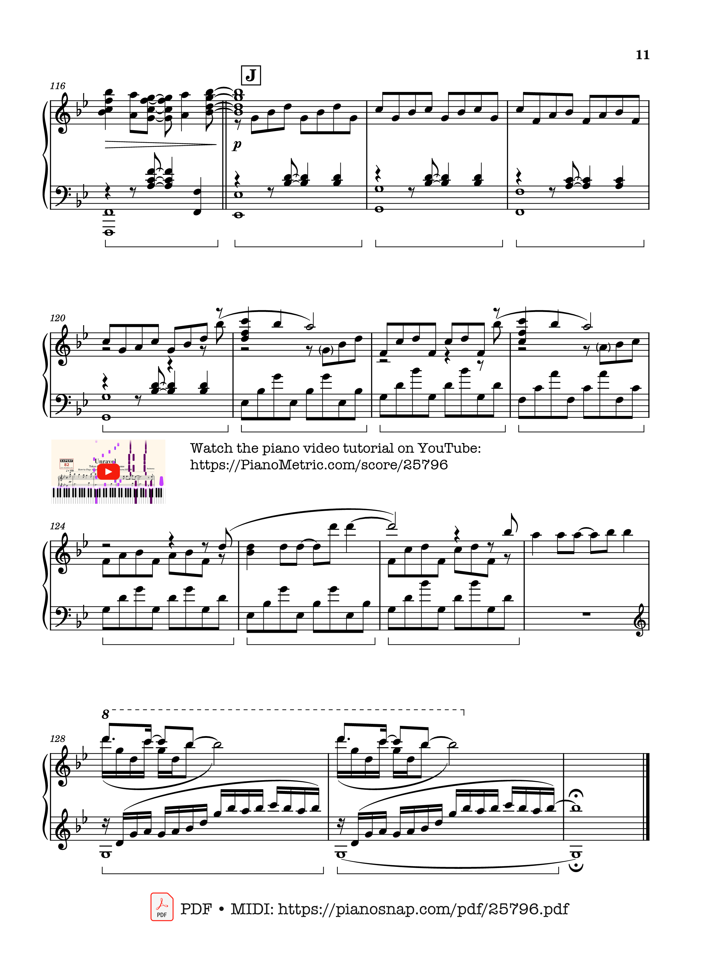 Page 11 of Sheet music PDF Piano Unravel (Tokyo Ghoul) Piano - Animenz