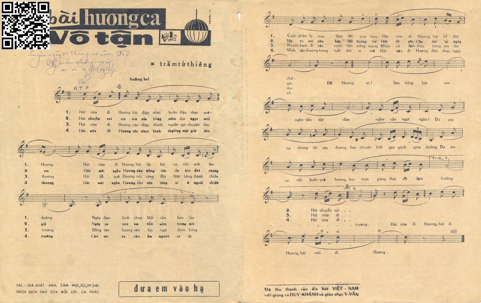 Page 2 of Sheet music PDF Bài hương ca vô tận - Trầm Tử Thiêng