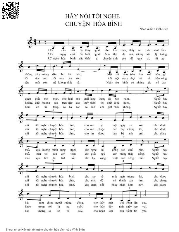 Sheet PDF of Hãy nói tôi nghe chuyện hòa bình