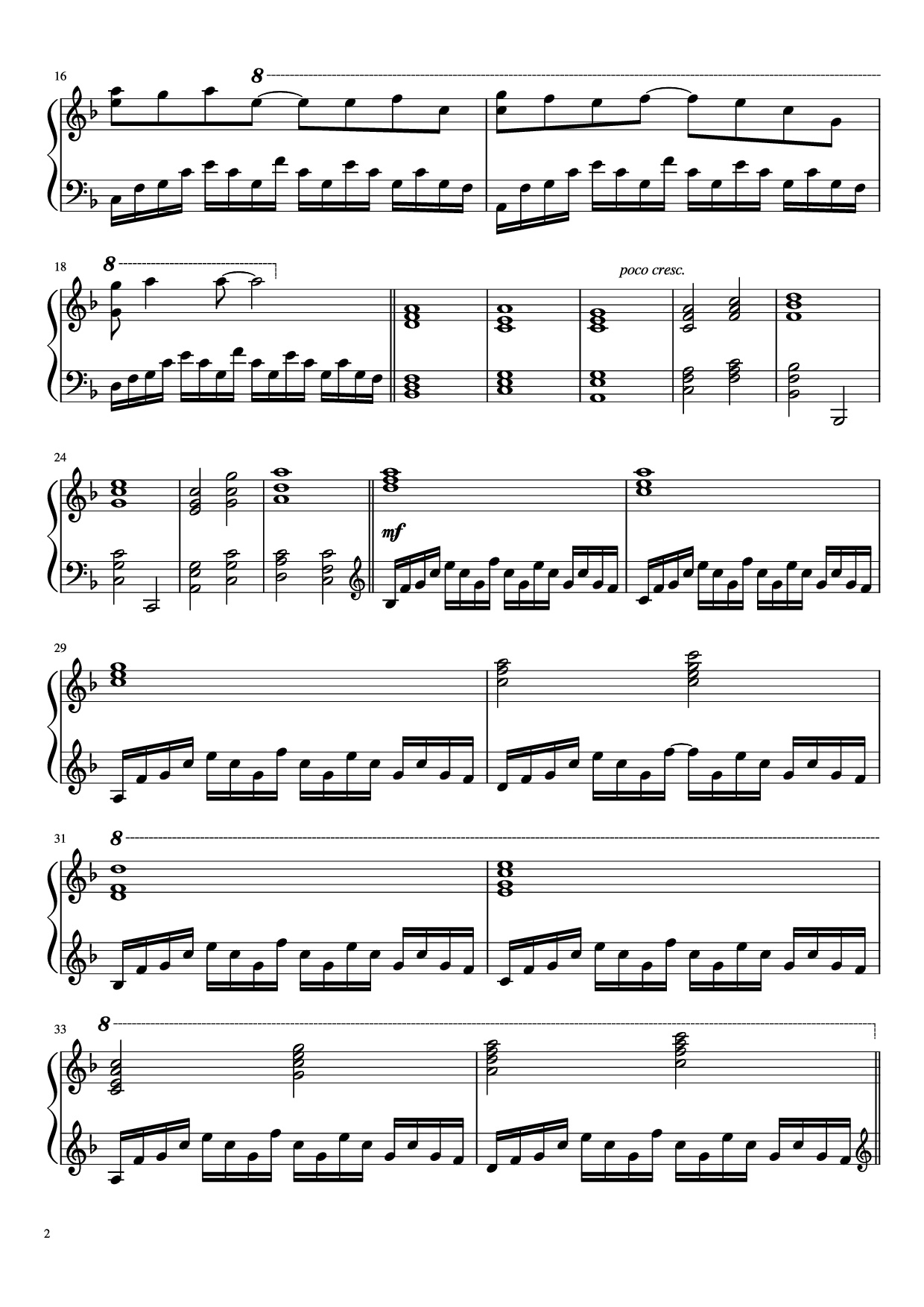 Page 2 of Sheet music PDF Piano Again (Your lie in April) Piano - Masaru Yokoyama