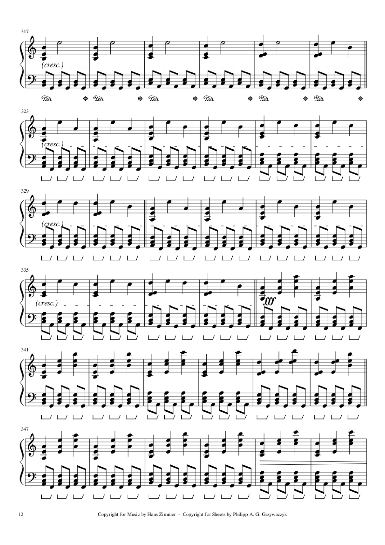 Page 12 of Sheet music PDF Piano Interstellar Piano - Hans Zimmer