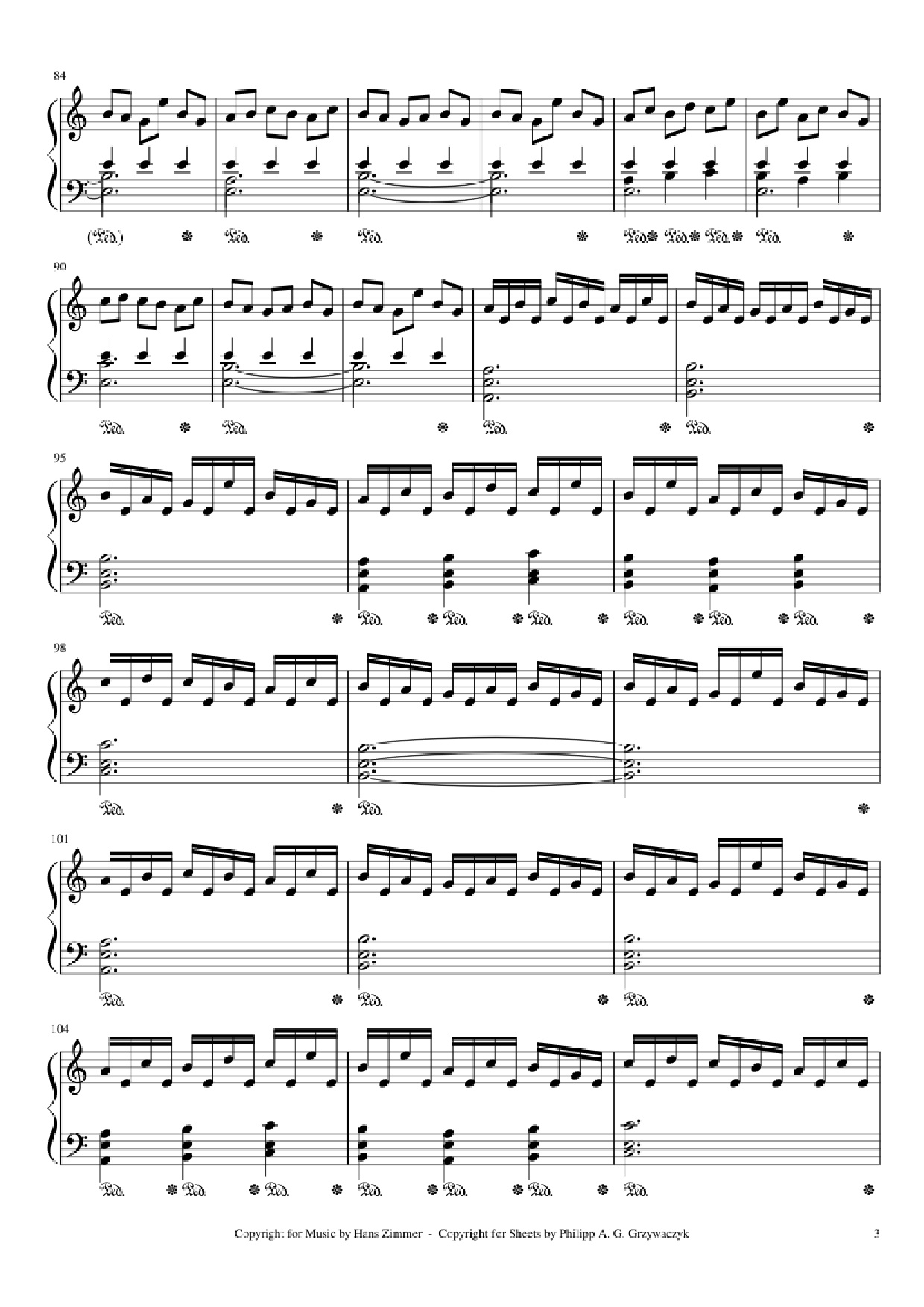 Page 3 of Sheet music PDF Piano Interstellar Piano - Hans Zimmer