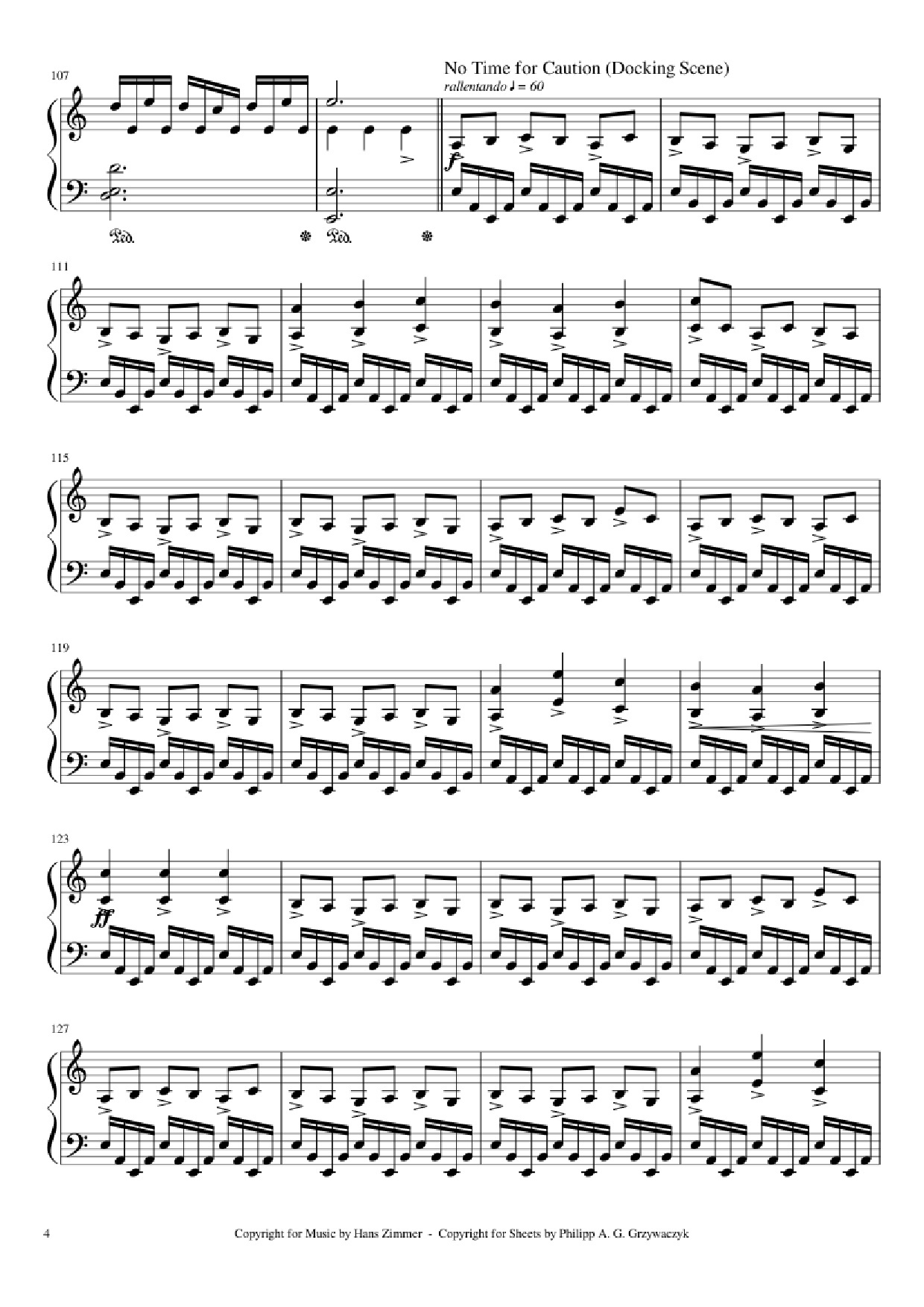 Page 4 of Sheet music PDF Piano Interstellar Piano - Hans Zimmer