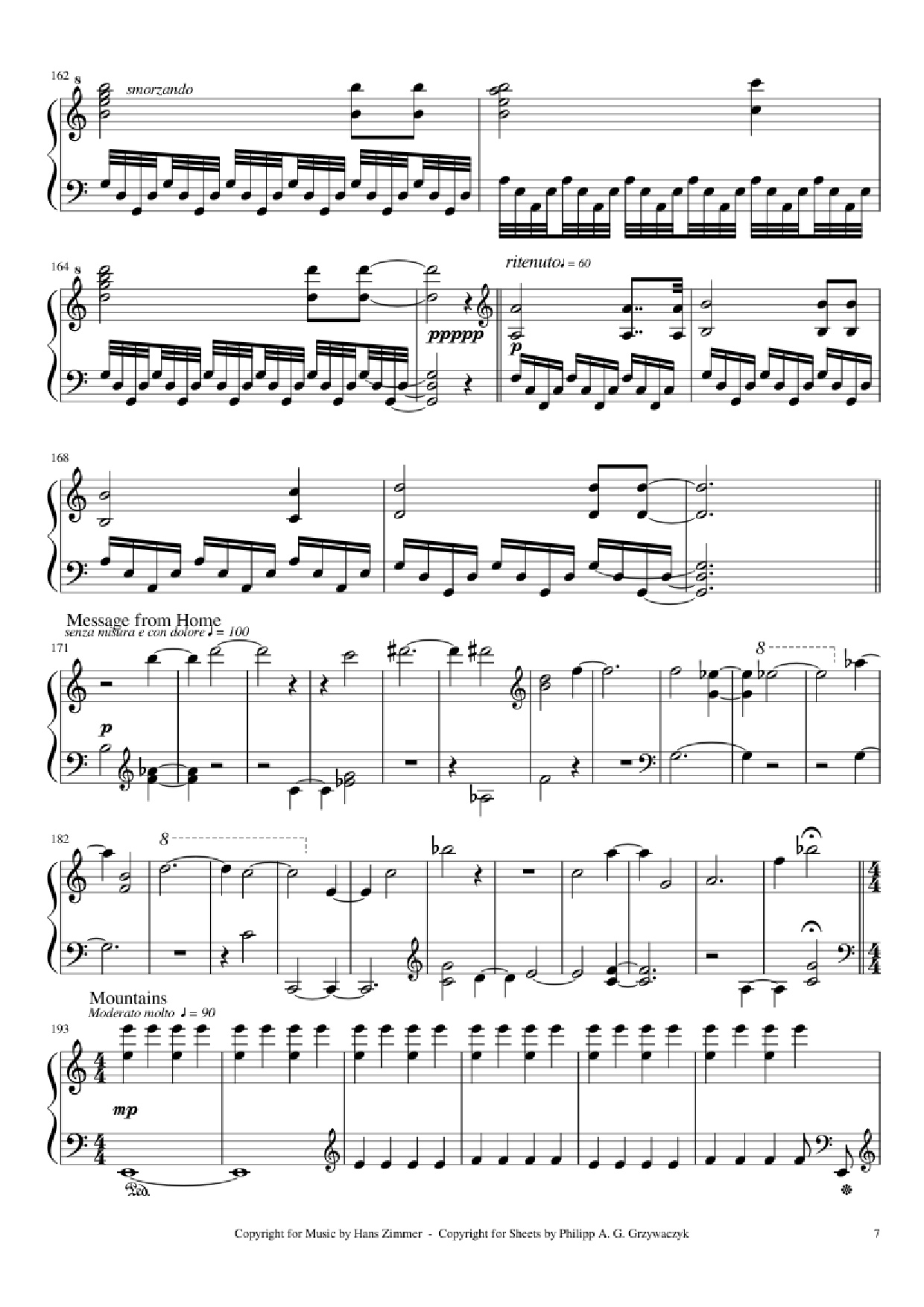 Page 7 of Sheet music PDF Piano Interstellar Piano - Hans Zimmer