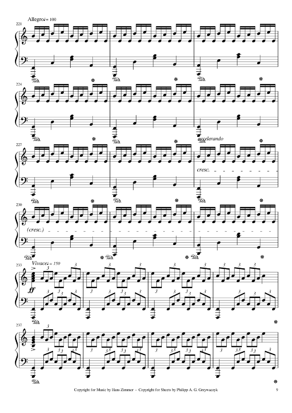 Page 9 of Sheet music PDF Piano Interstellar Piano - Hans Zimmer