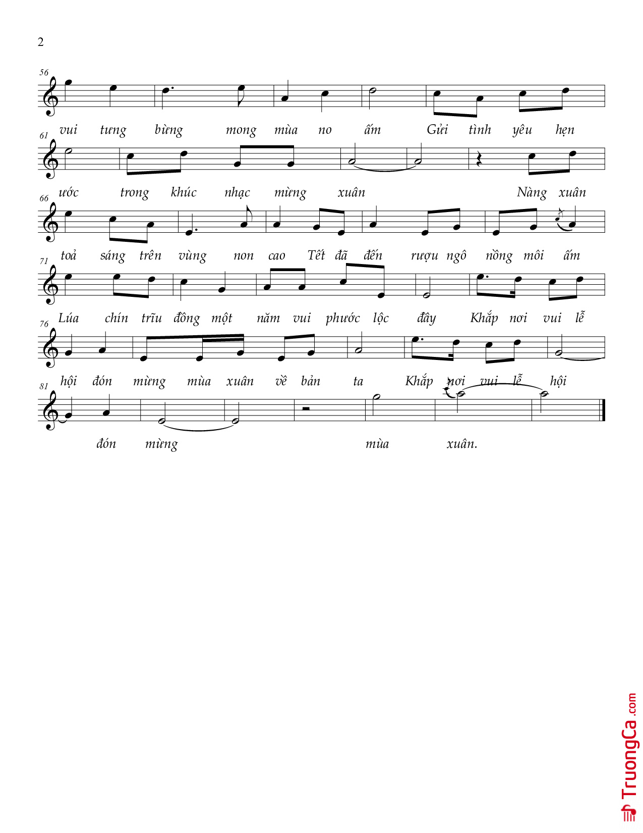 Page 2 of Sheet music PDF Mùa xuân trên vùng cao - Lê Thúy Hằng