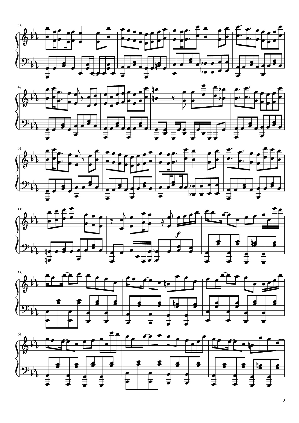 Page 3 of Sheet music PDF Piano 夜に駆ける Piano - Arr. BambooOnFire