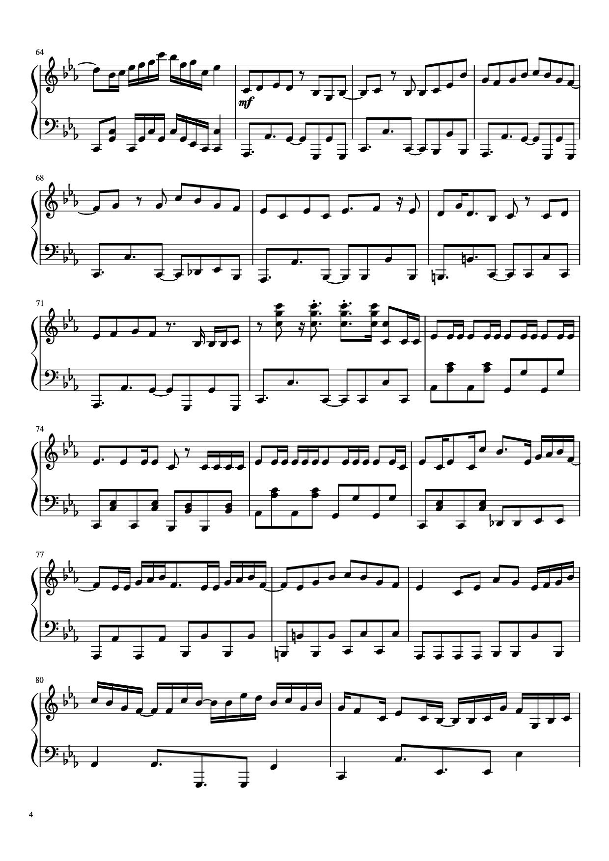 Page 4 of Sheet music PDF Piano 夜に駆ける Piano - Arr. BambooOnFire