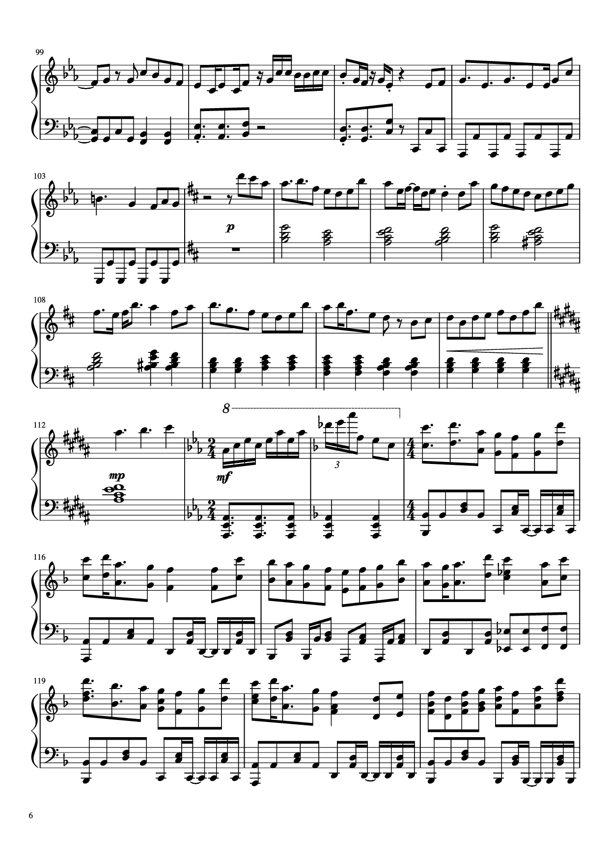 Page 6 of Sheet music PDF Piano 夜に駆ける Piano - Arr. BambooOnFire