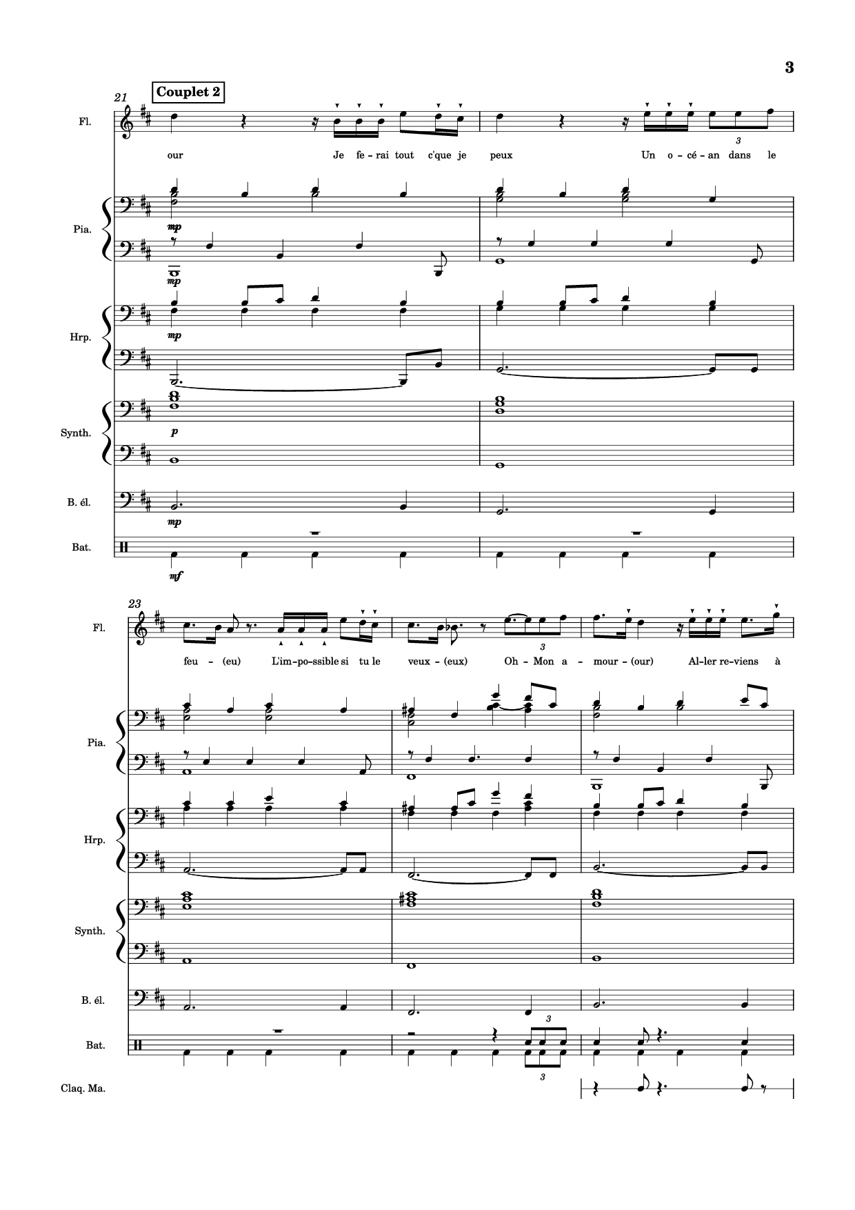 Page 3 of Sheet music PDF Piano Guitar Tab MON AMOUR Piano - Slimane