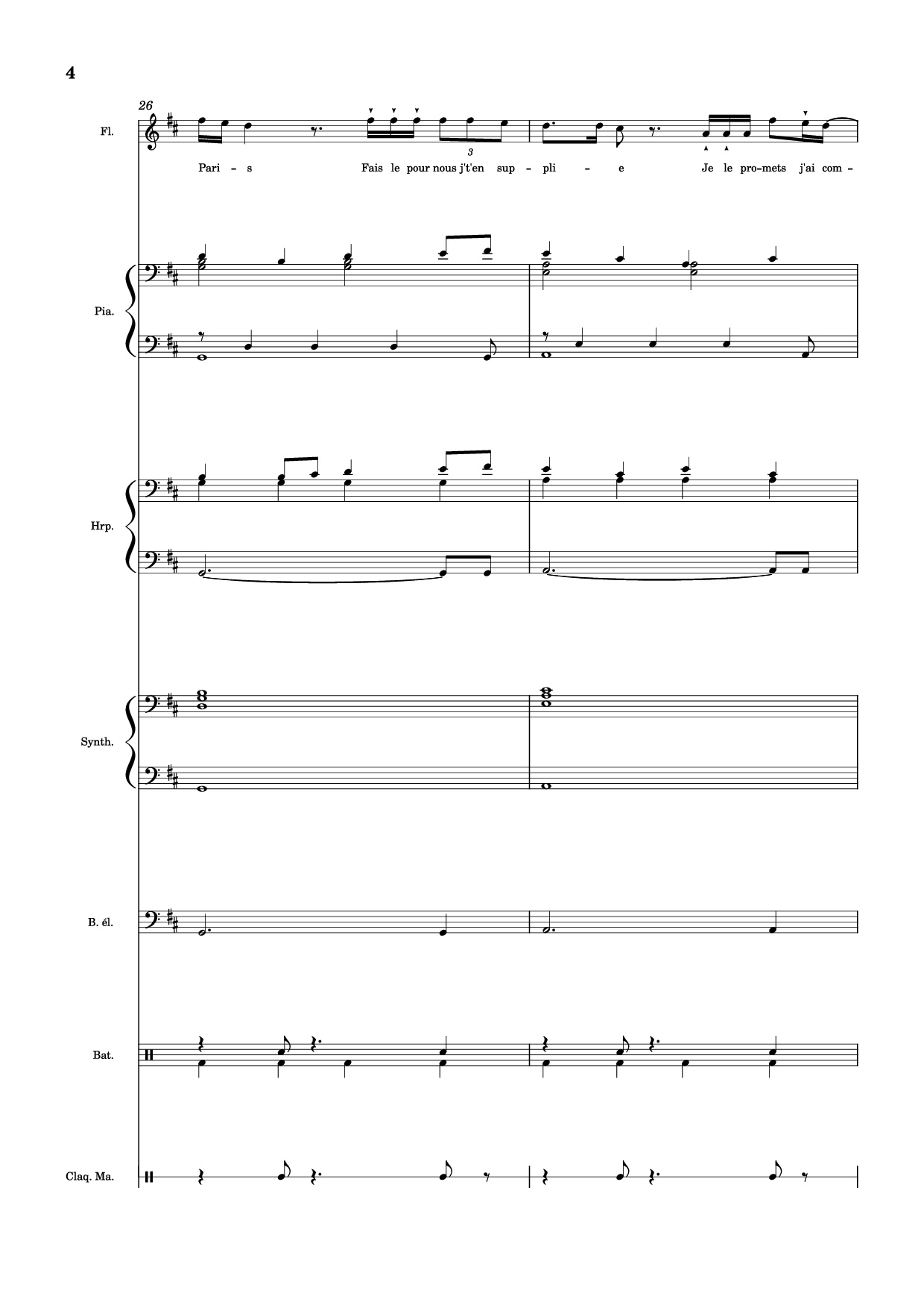 Page 4 of Sheet music PDF Piano Guitar Tab MON AMOUR Piano - Slimane