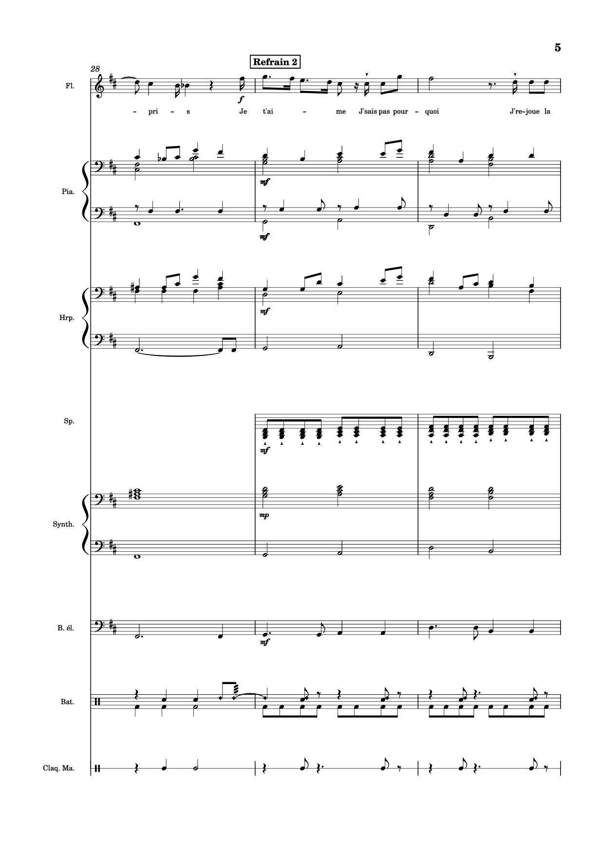 Page 5 of Sheet music PDF Piano Guitar Tab MON AMOUR Piano - Slimane