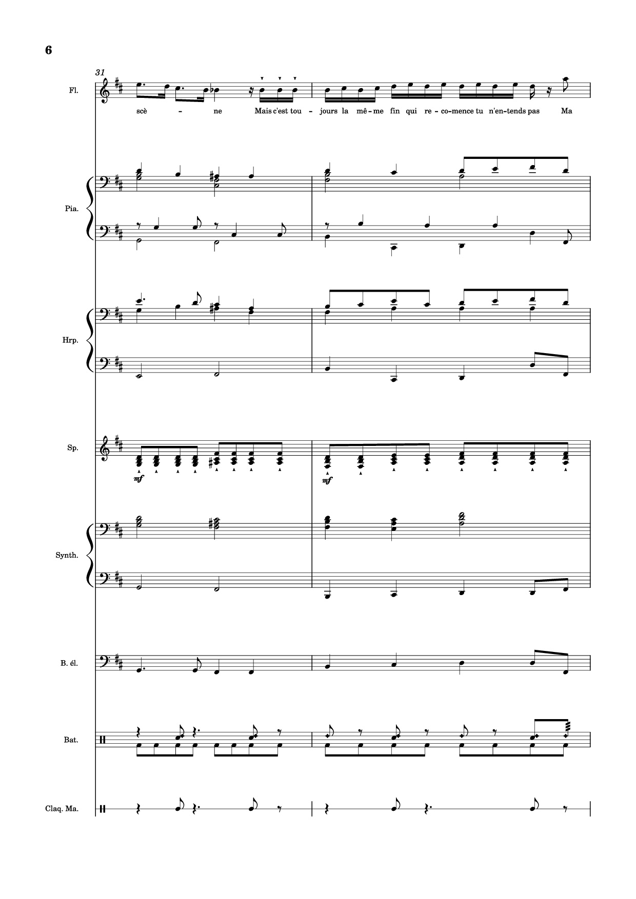 Page 6 of Sheet music PDF Piano Guitar Tab MON AMOUR Piano - Slimane
