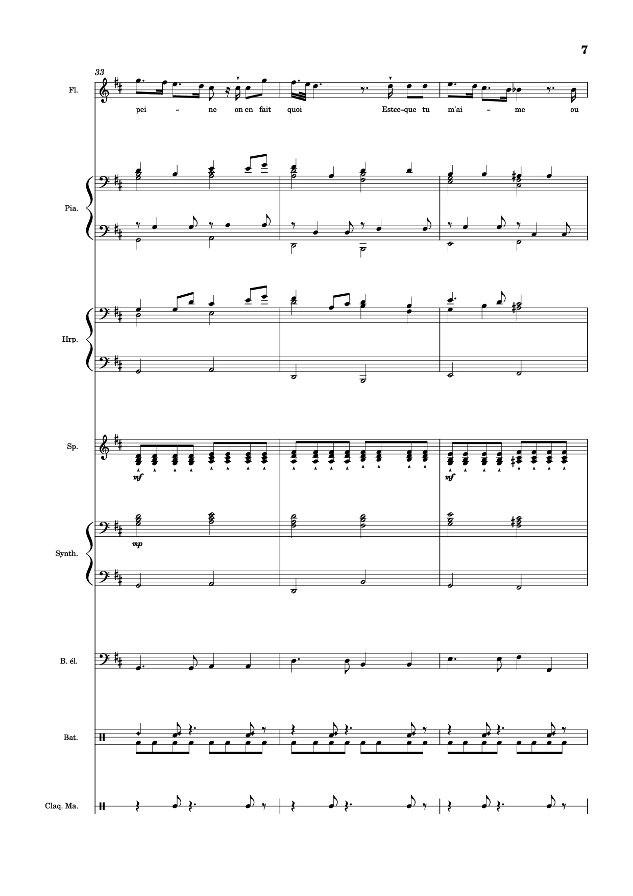 Page 7 of Sheet music PDF Piano Guitar Tab MON AMOUR Piano - Slimane