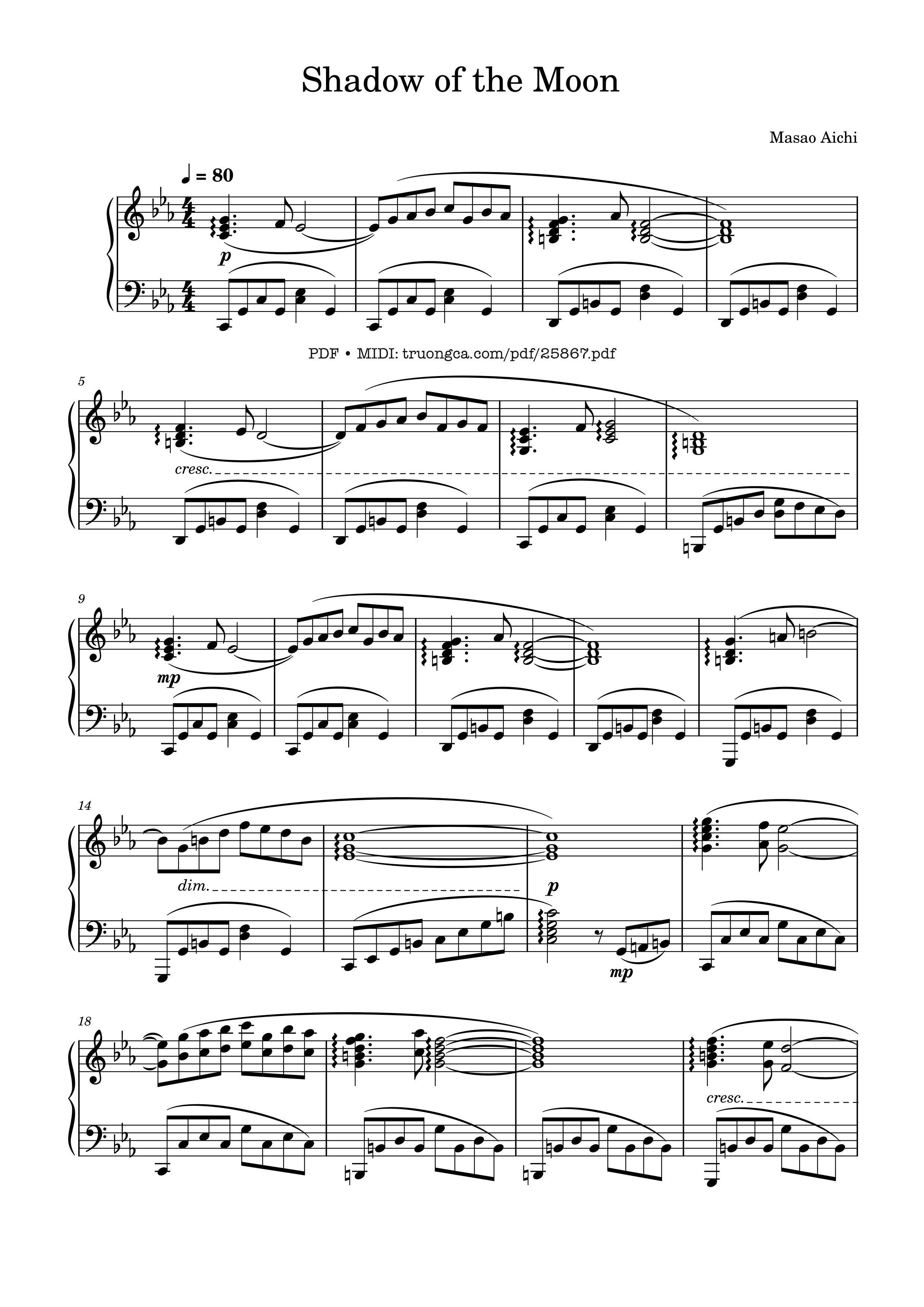 Page 1 of Sheet music PDF Piano Shadow of the Moon Piano - Masao Aichi