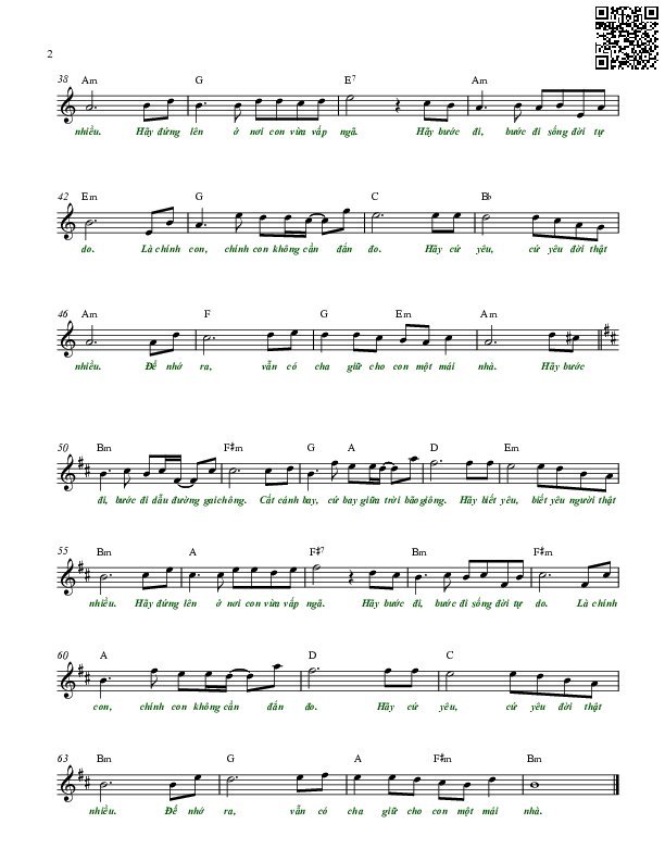 Page 2 of Sheet music PDF Hãy sống theo những gì con muốn - Lê Quang